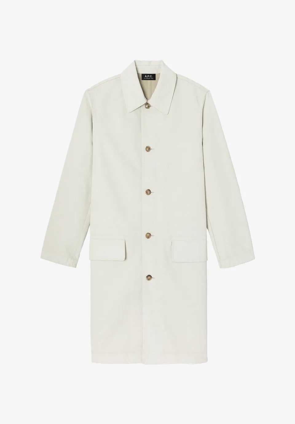 A.P.C. Mantel Unisex beschichtet weiß Hornknöpfe