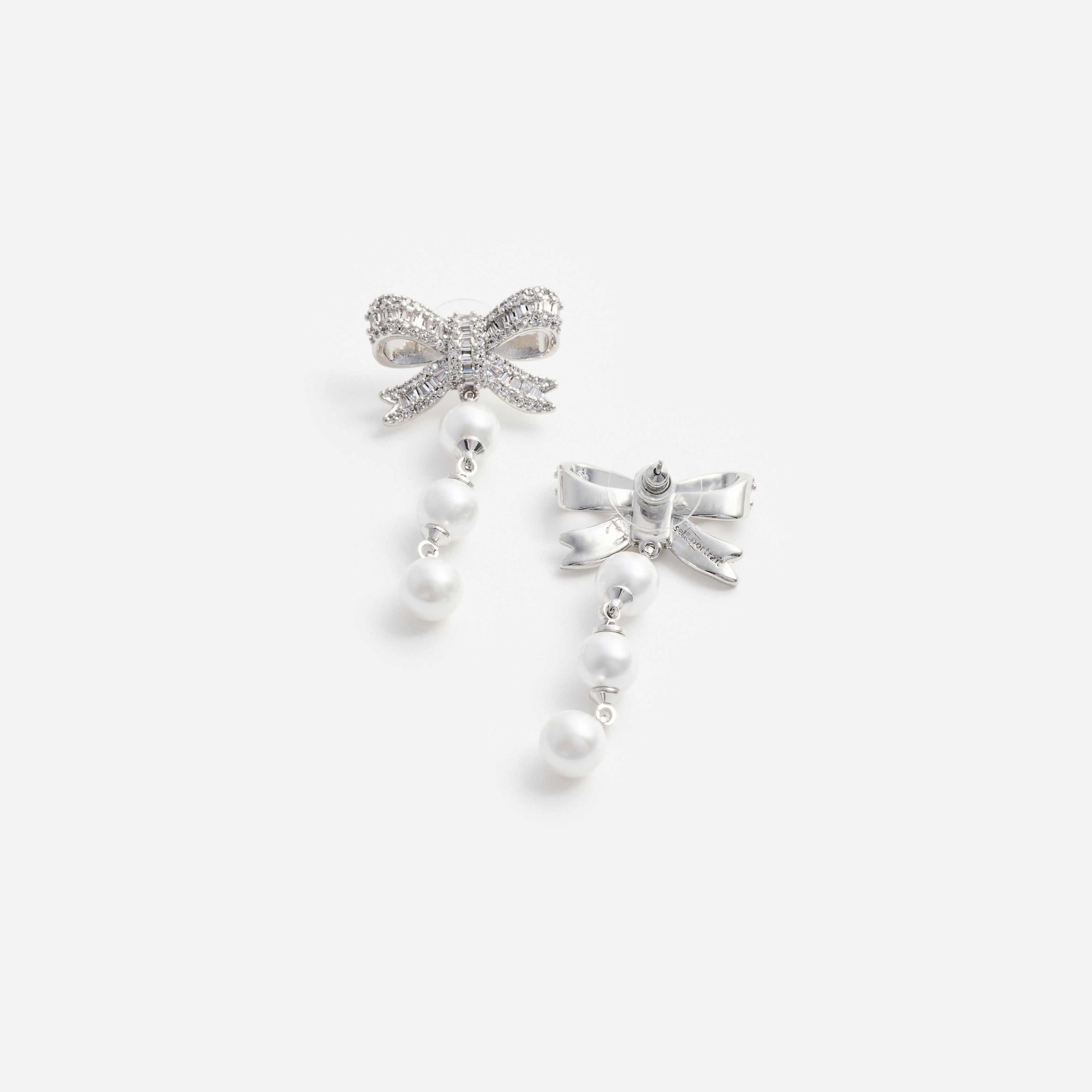 Self Portrait Crystal Bow Pearl Droplet Ohrringe Creme One Size
