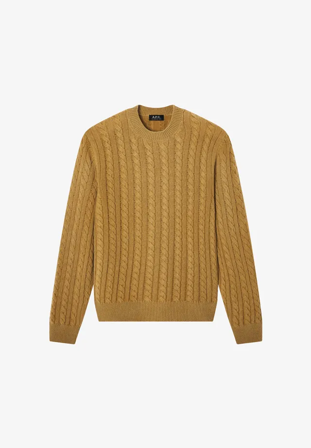 A.P.C. Zopfstrickpullover Wolle tabakbraun