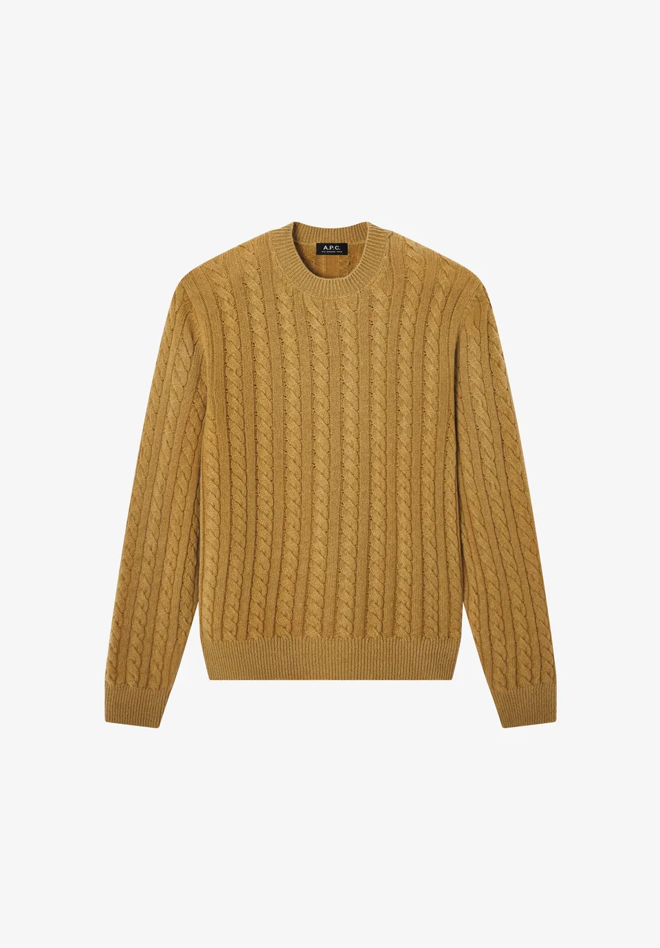 A.P.C. Zopfstrickpullover Wolle tabakbraun