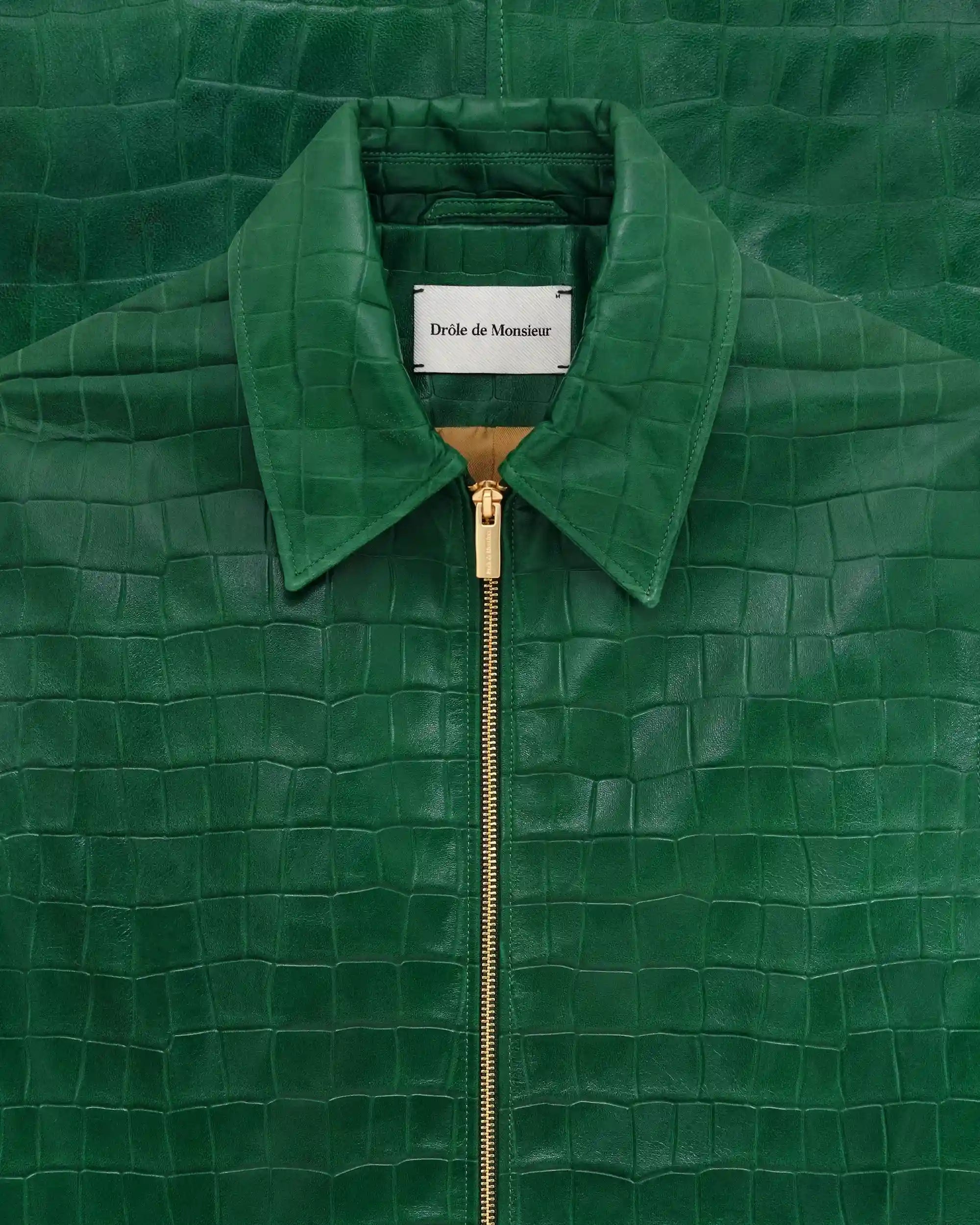 Drôle De Monsieur Cuir Croco Lederjacke dunkelgrün
