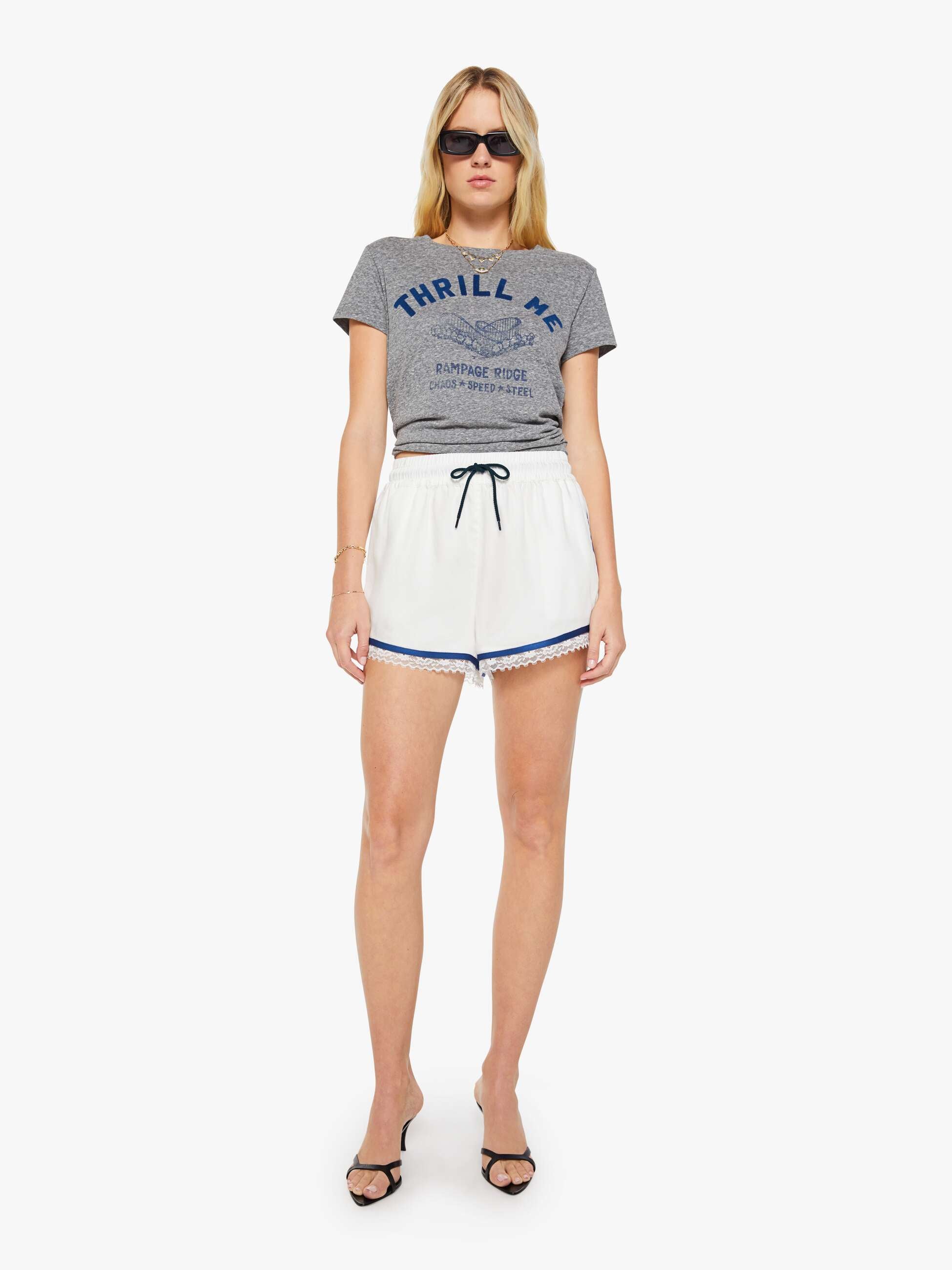 Mother Boxy Goodie Goodie T-Shirt Thrill Me Grau