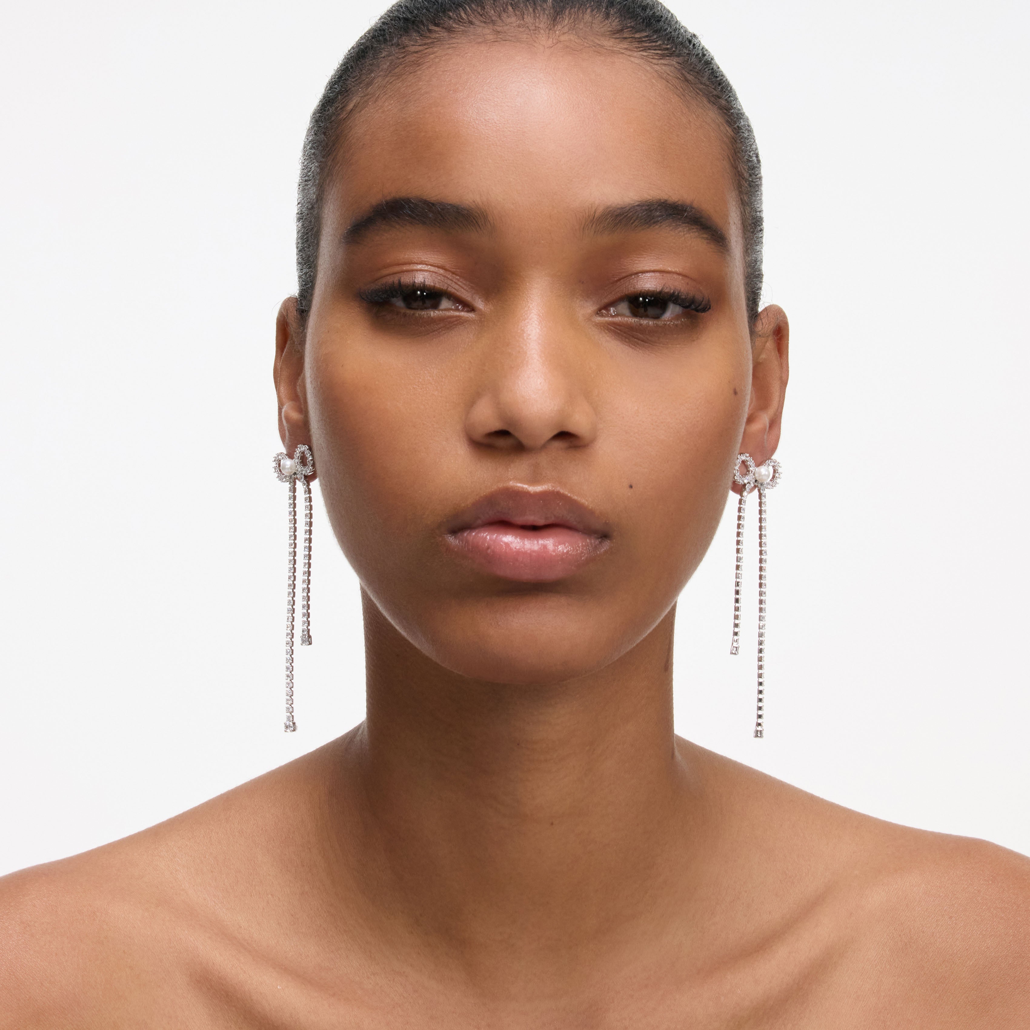 Self Portrait Jewellery Crystal Droplet Bow Earrings Ohrringe Silber