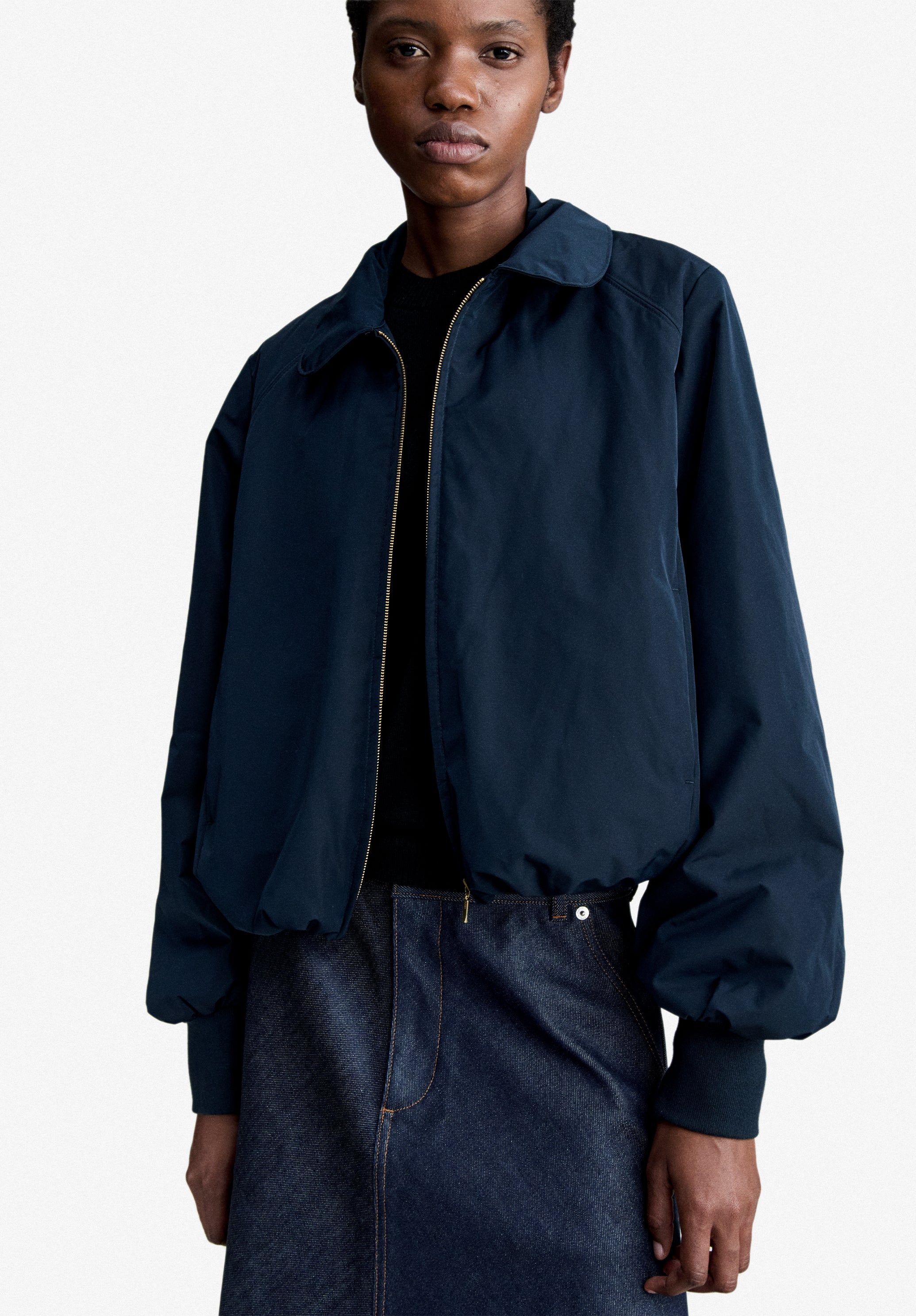 A.P.C. Bomberjacke Taft marineblau Blouson Gr. 34-42 Boxy
