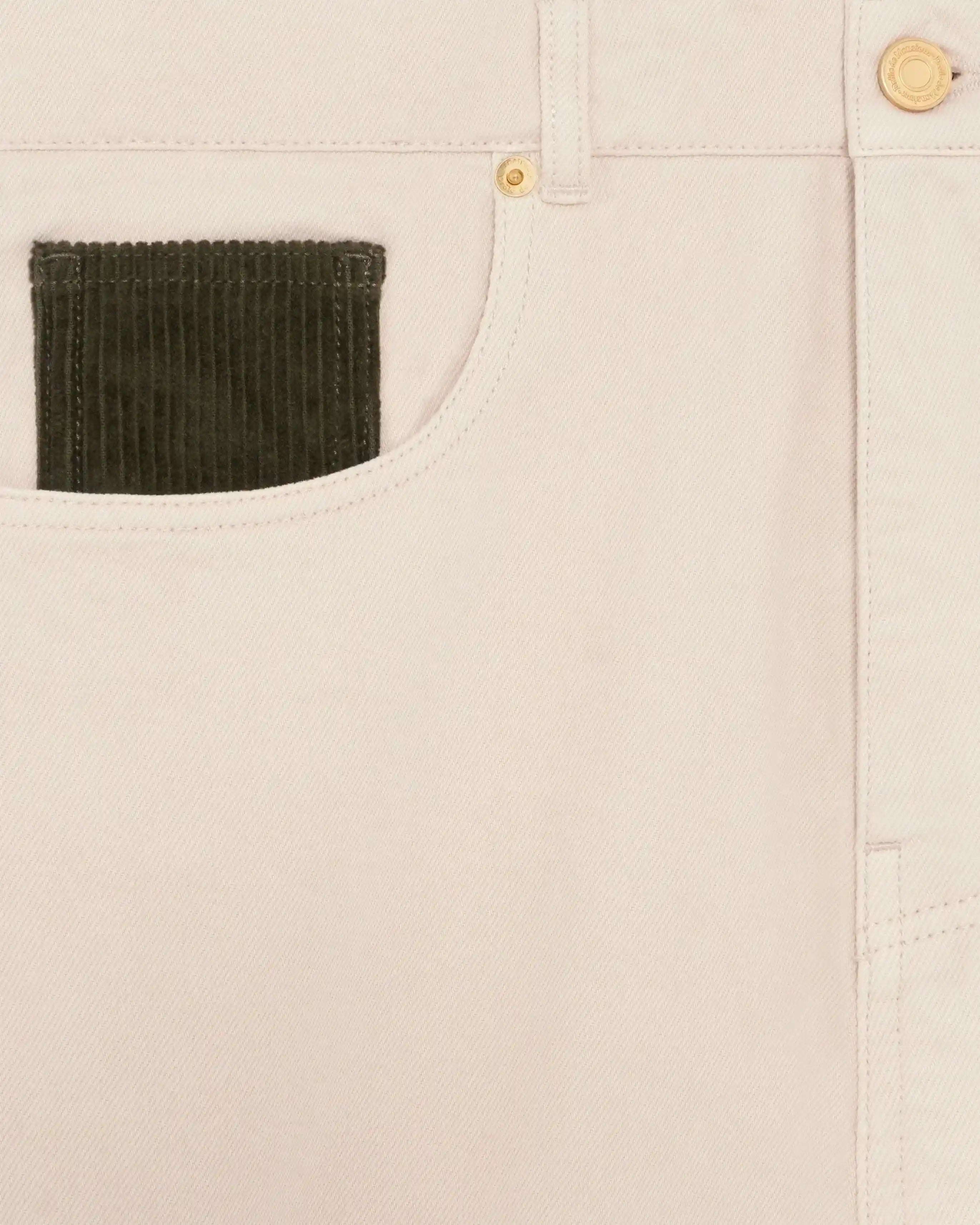 Drôle De Monsieur Jean Straight Beige Jeans Sand Baumwolle 5-Pocket