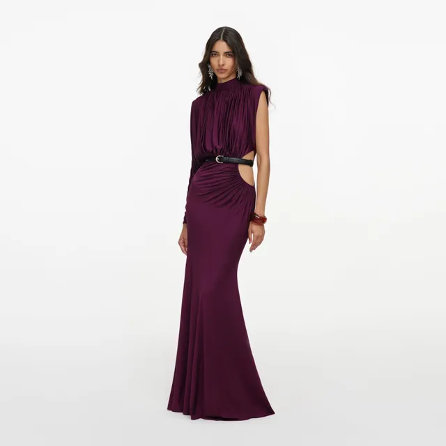 Self Portrait Dresses Purple Jersey Maxi Dress Lila Cut-out