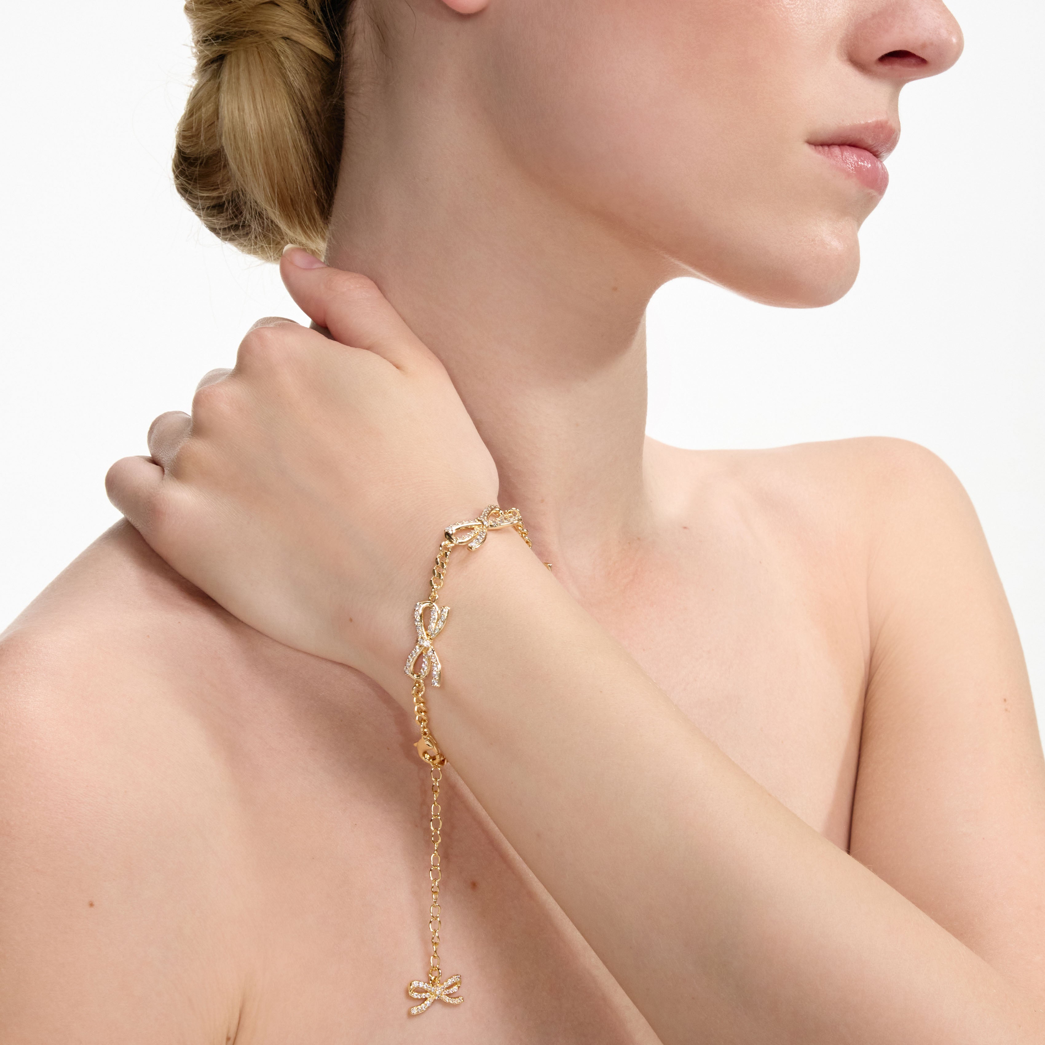 Self Portrait Armband Gold Kristall Schleife One Size