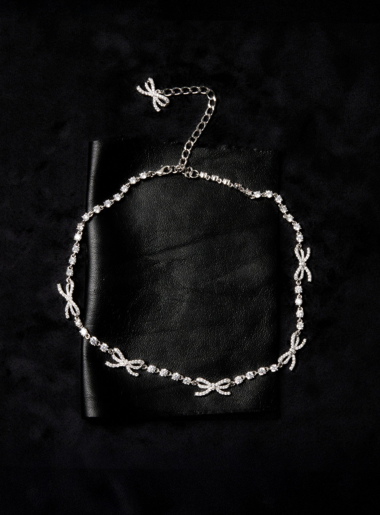 Self Portrait Crystal Bow Halskette Silber Kristall Schleife