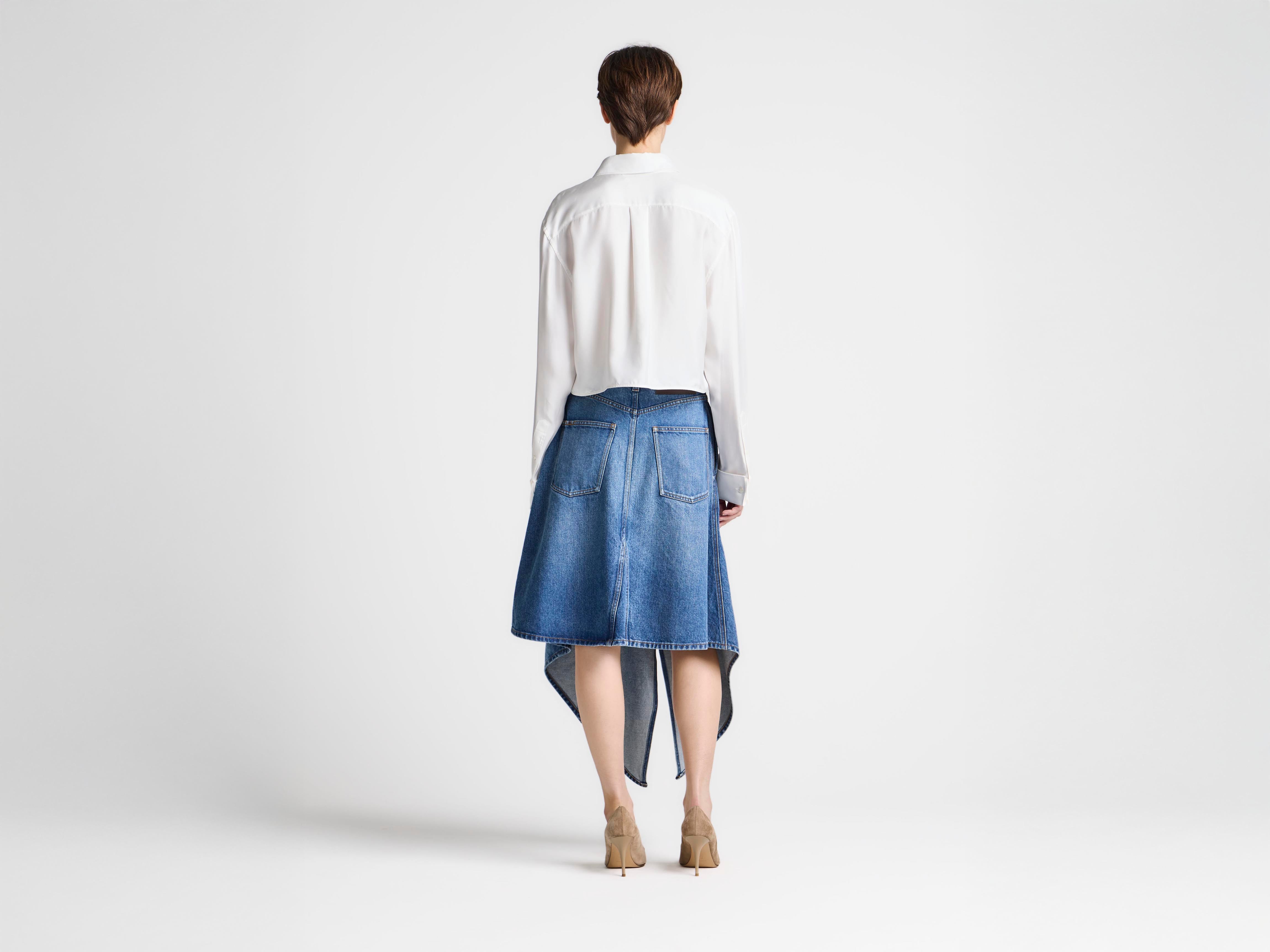 J.W.Anderson Cropped Silk Twill Hemd Off-White Seide