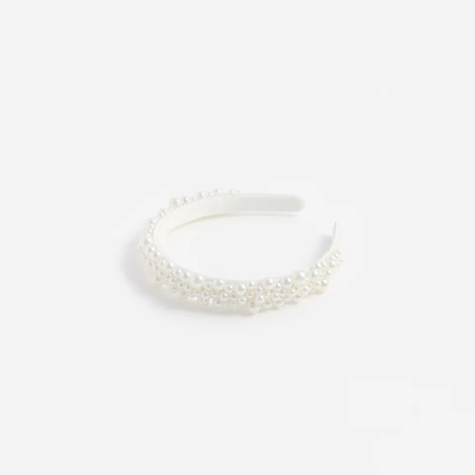 Self Portrait White Satin Pearl Haarband Weiß Perlen