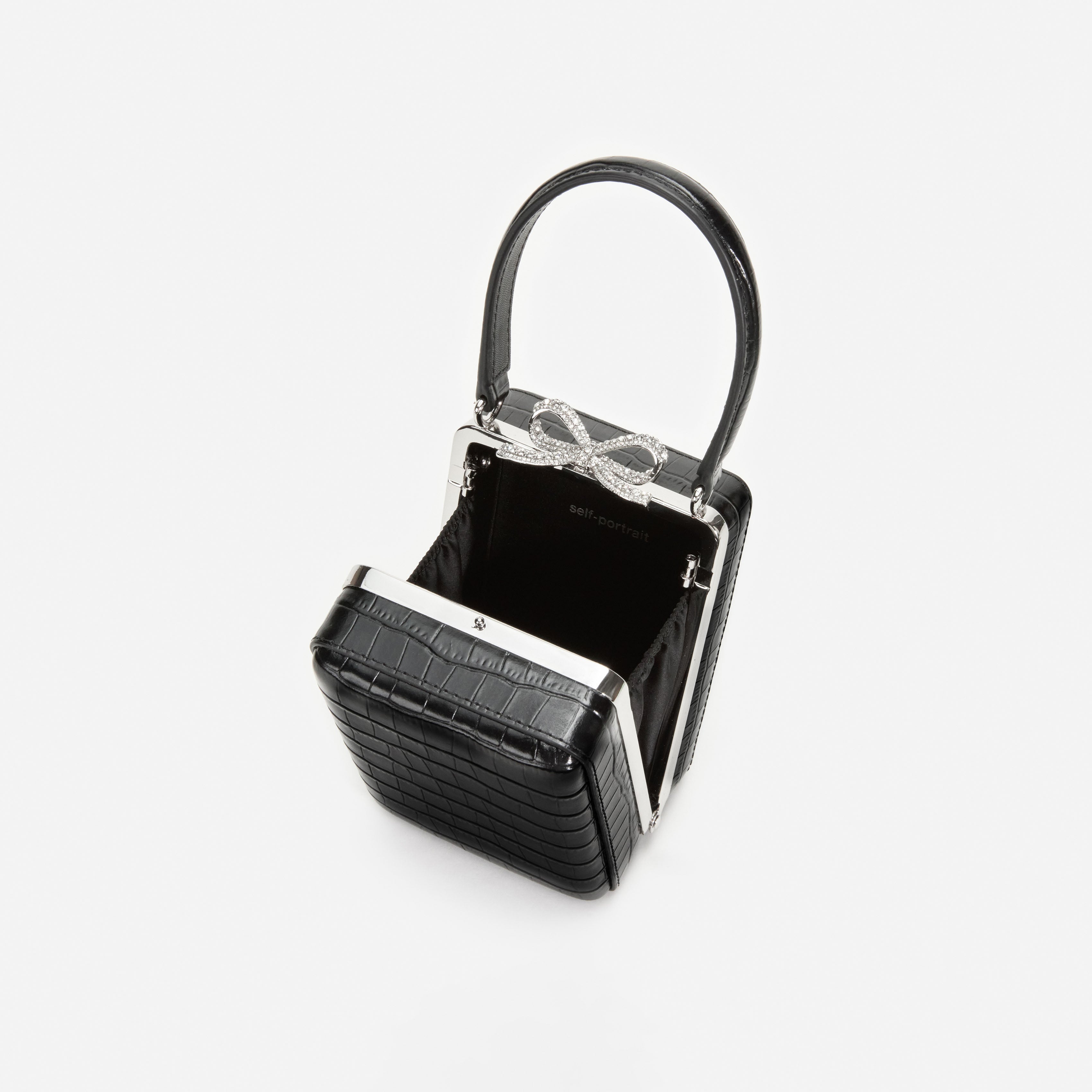 Self Portrait Black Croc Micro Bag Handtasche Schwarz Leder