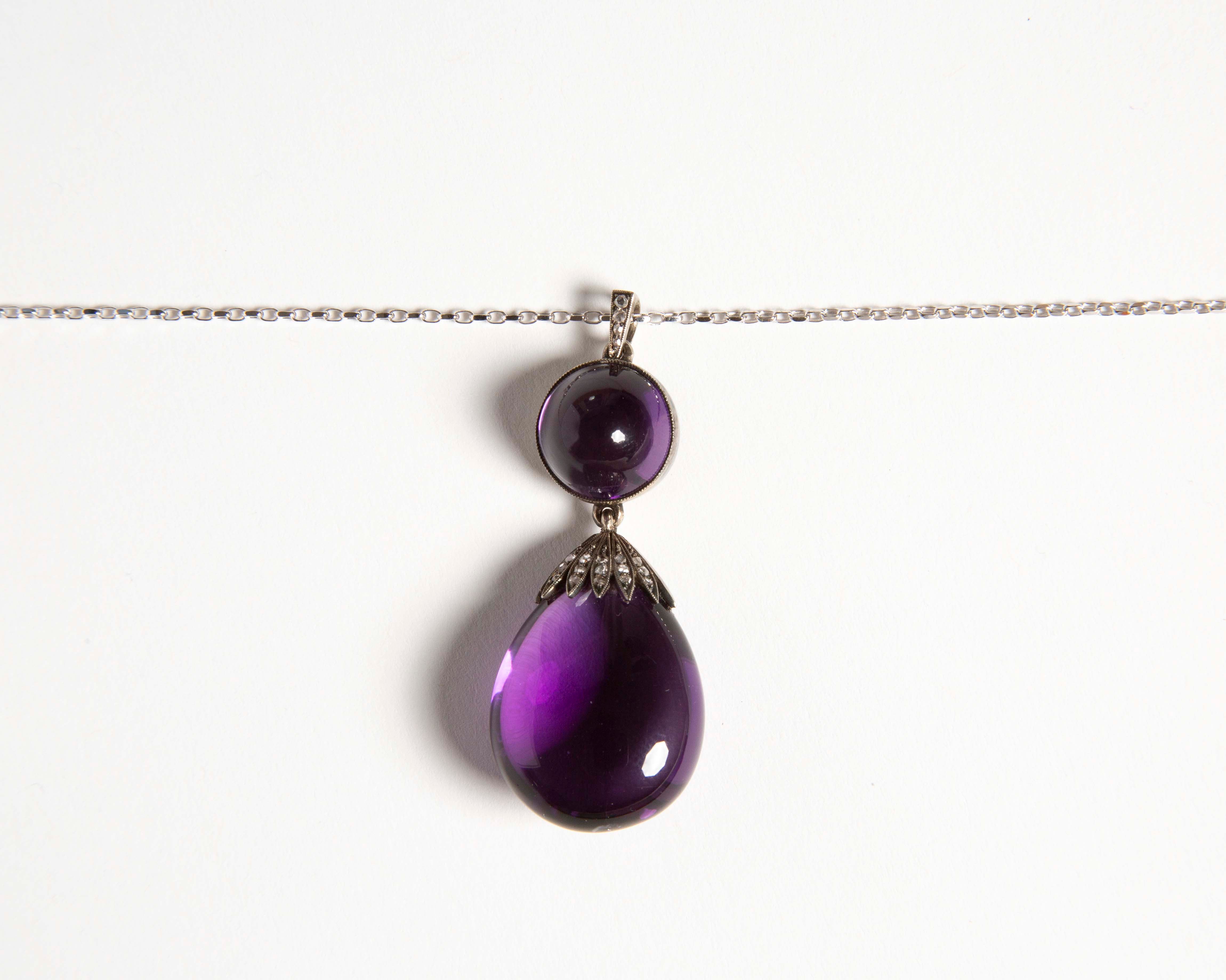 Fabergé Anhänger Amethyst Diamant Tropfen