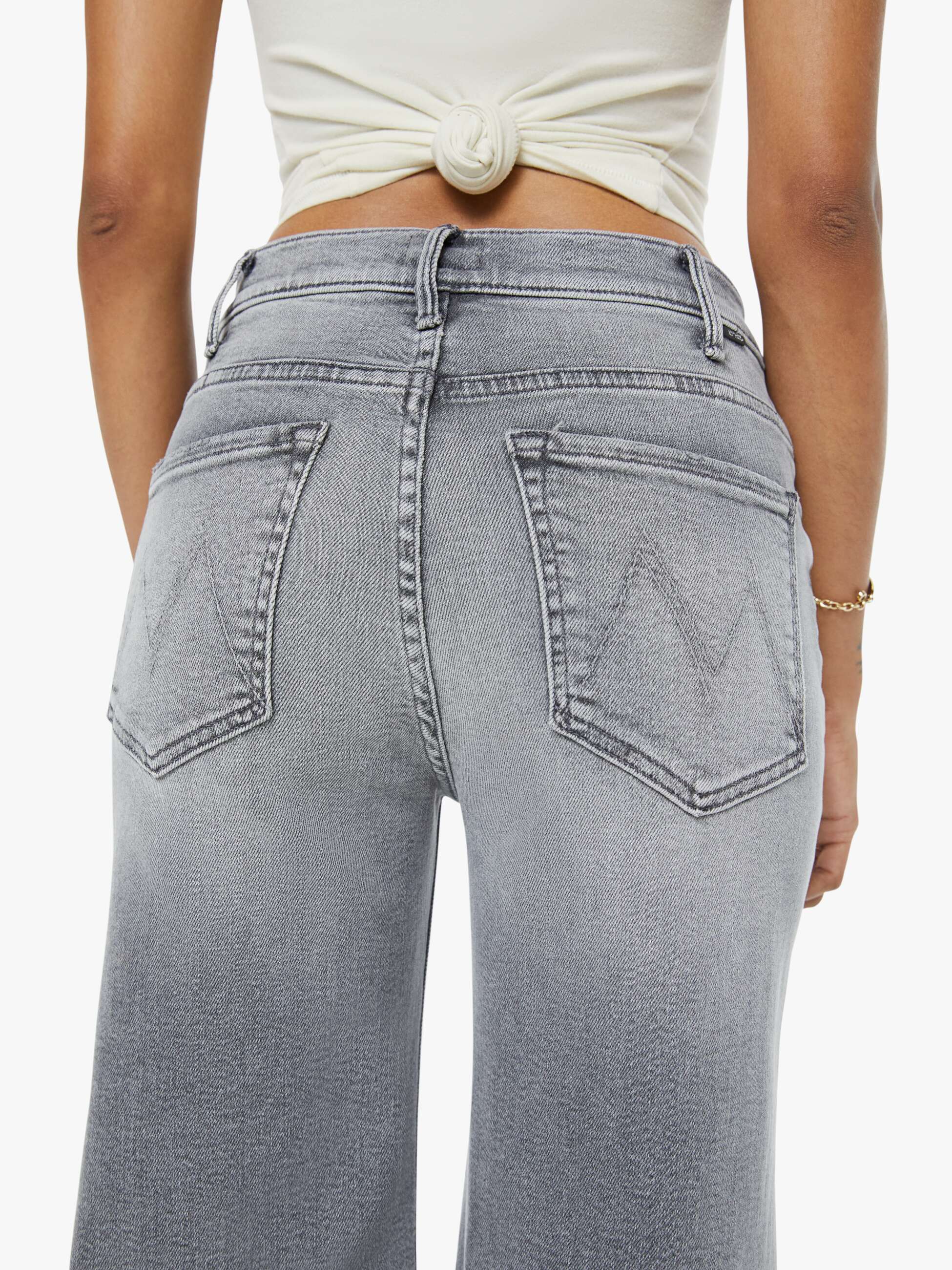 Mother Denim Lil Hustler Roller Skimp Jeans Grau Petite