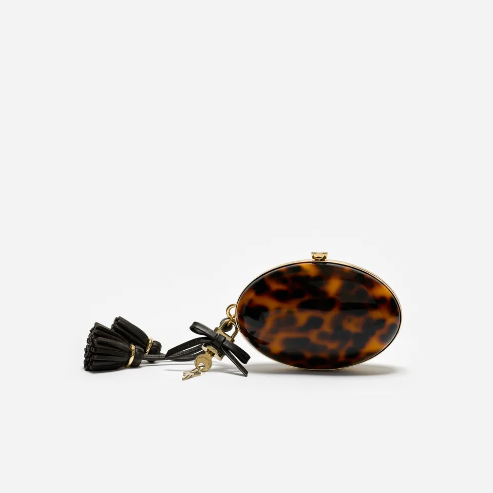 Self Portrait Brown Resin Oval Clutch Tasche Braun Mini Kette