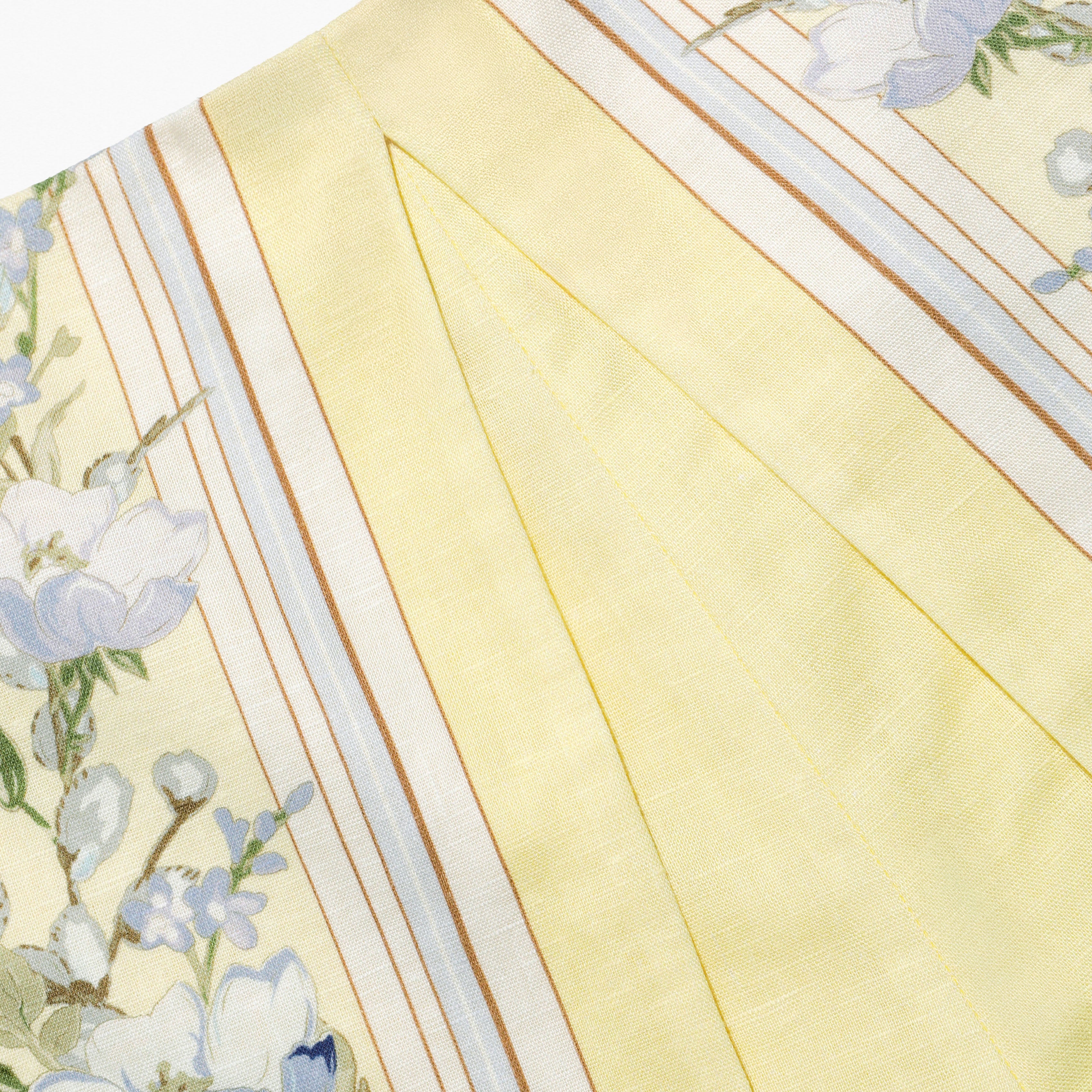 Self Portrait Yellow Floral Linen Shorts Gelb
