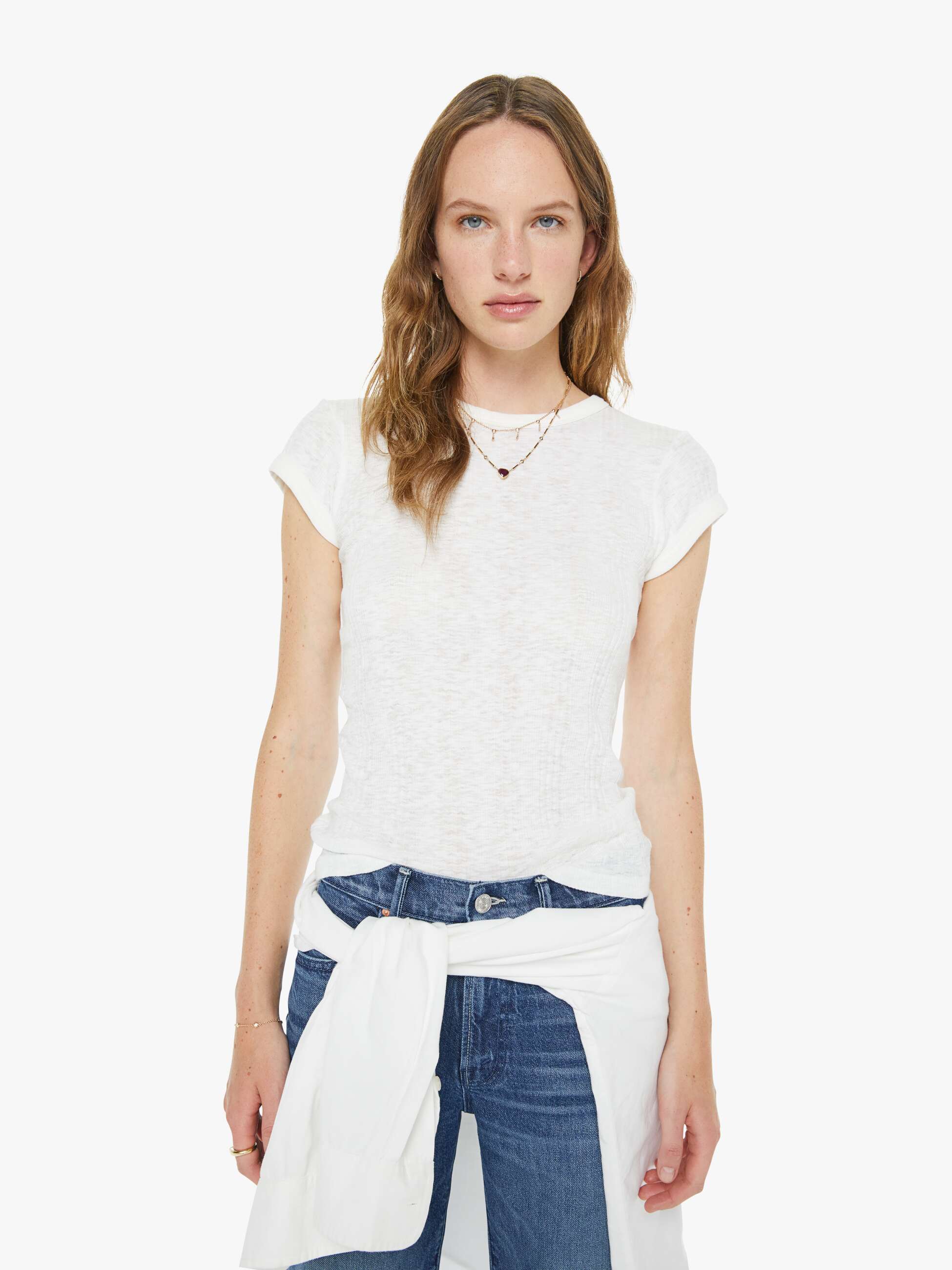 Mother The Itty Bitty Ringer T-Shirt Weiß Fluff