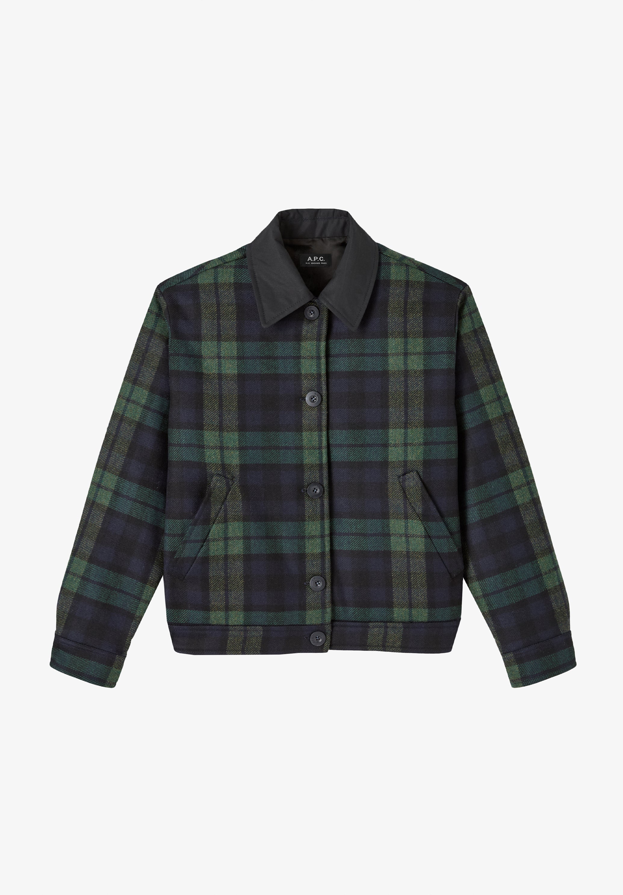 A.P.C. karierte Jacke Marineblau Boxy-Fit Hornknöpfe