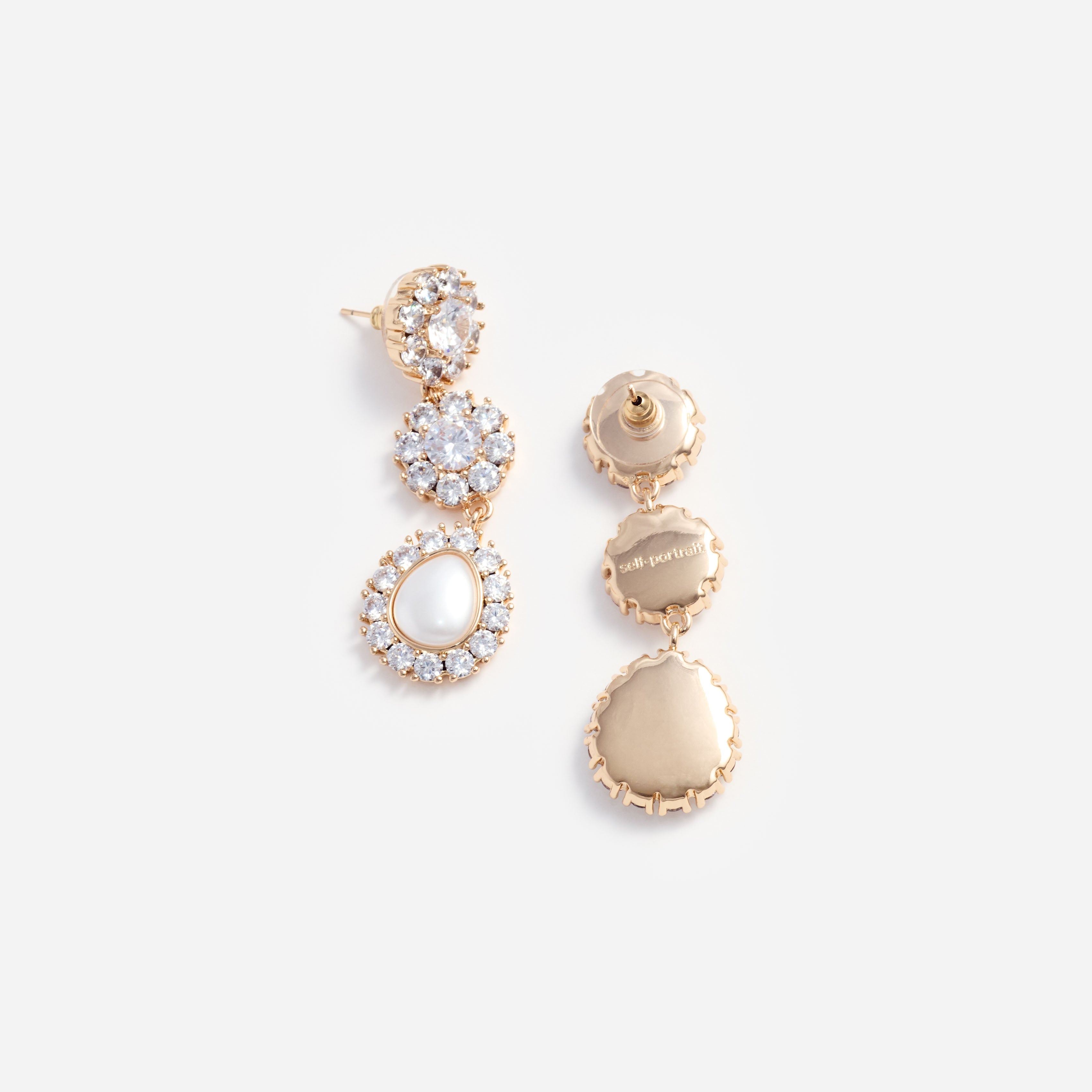 Self Portrait Gold Crystal Flower Tiered Earrings Ohrringe