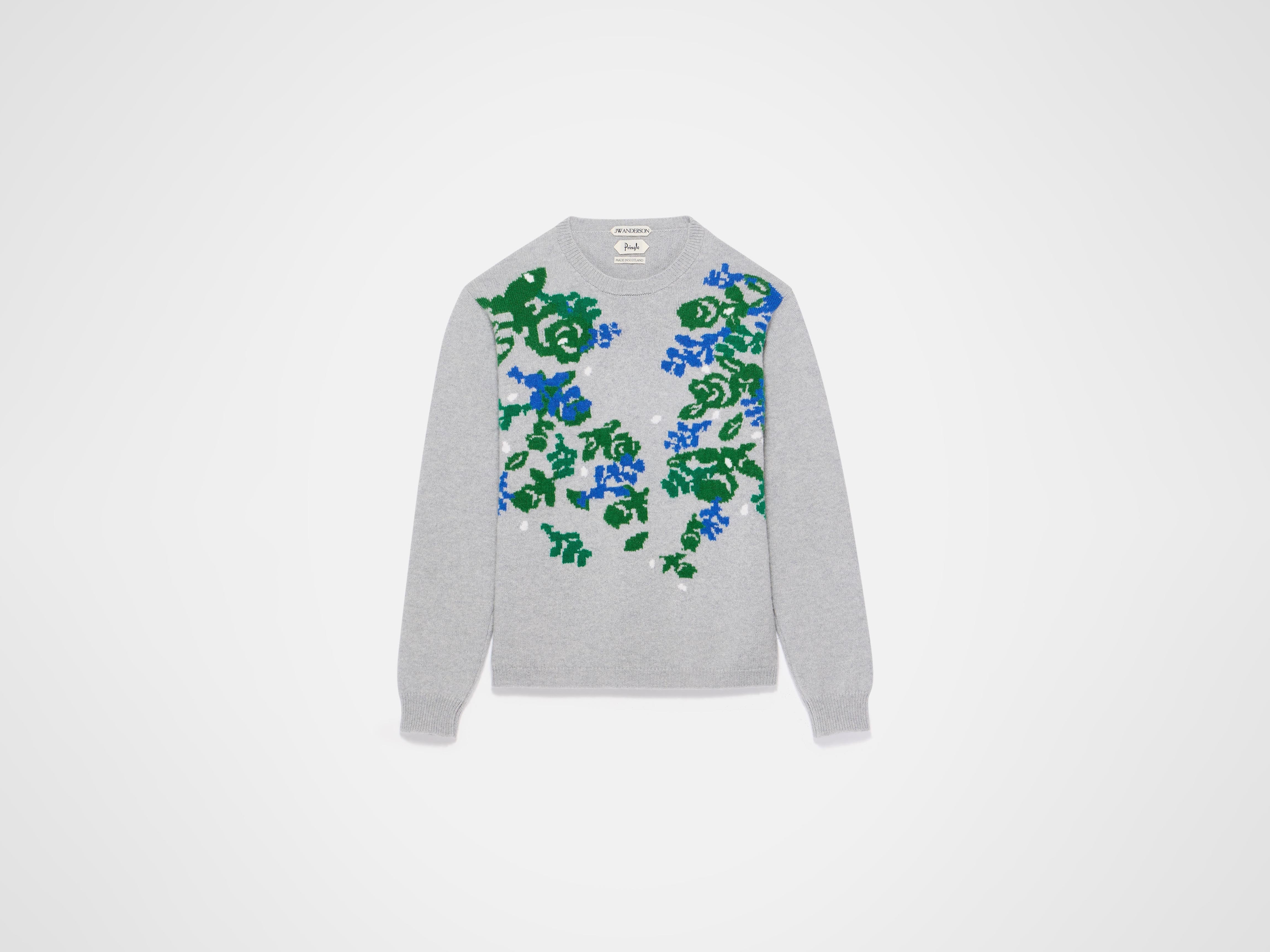 J.W.Anderson x Pringle Pullover Damen Grau Melange Floral Argyle