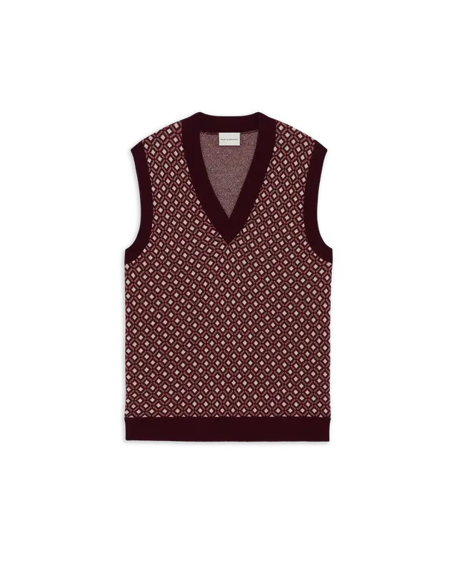 Drôle De Monsieur Sleeveless Knit Vest Jacquard braun Wolle