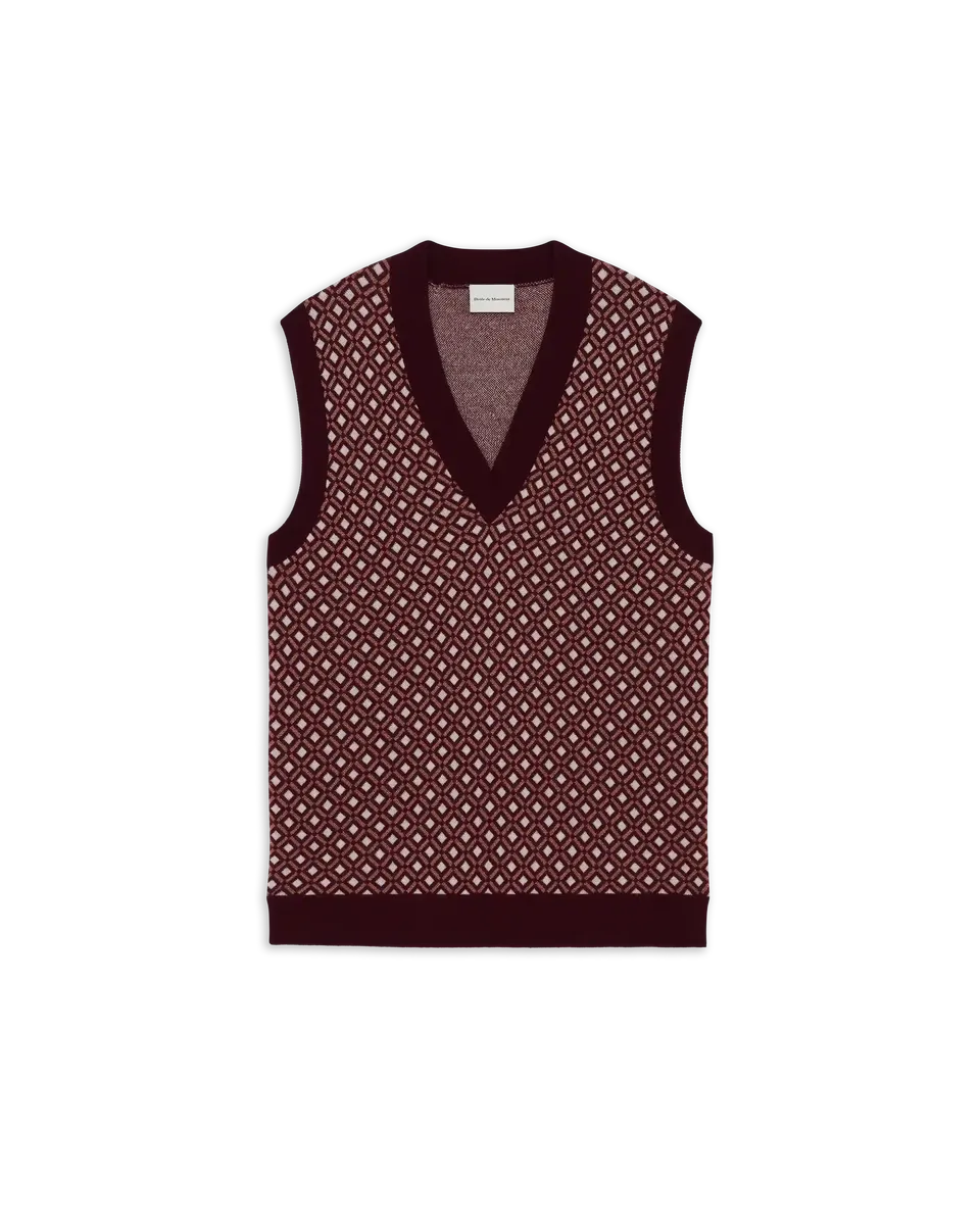 Drôle De Monsieur Sleeveless Knit Vest Jacquard braun Wolle