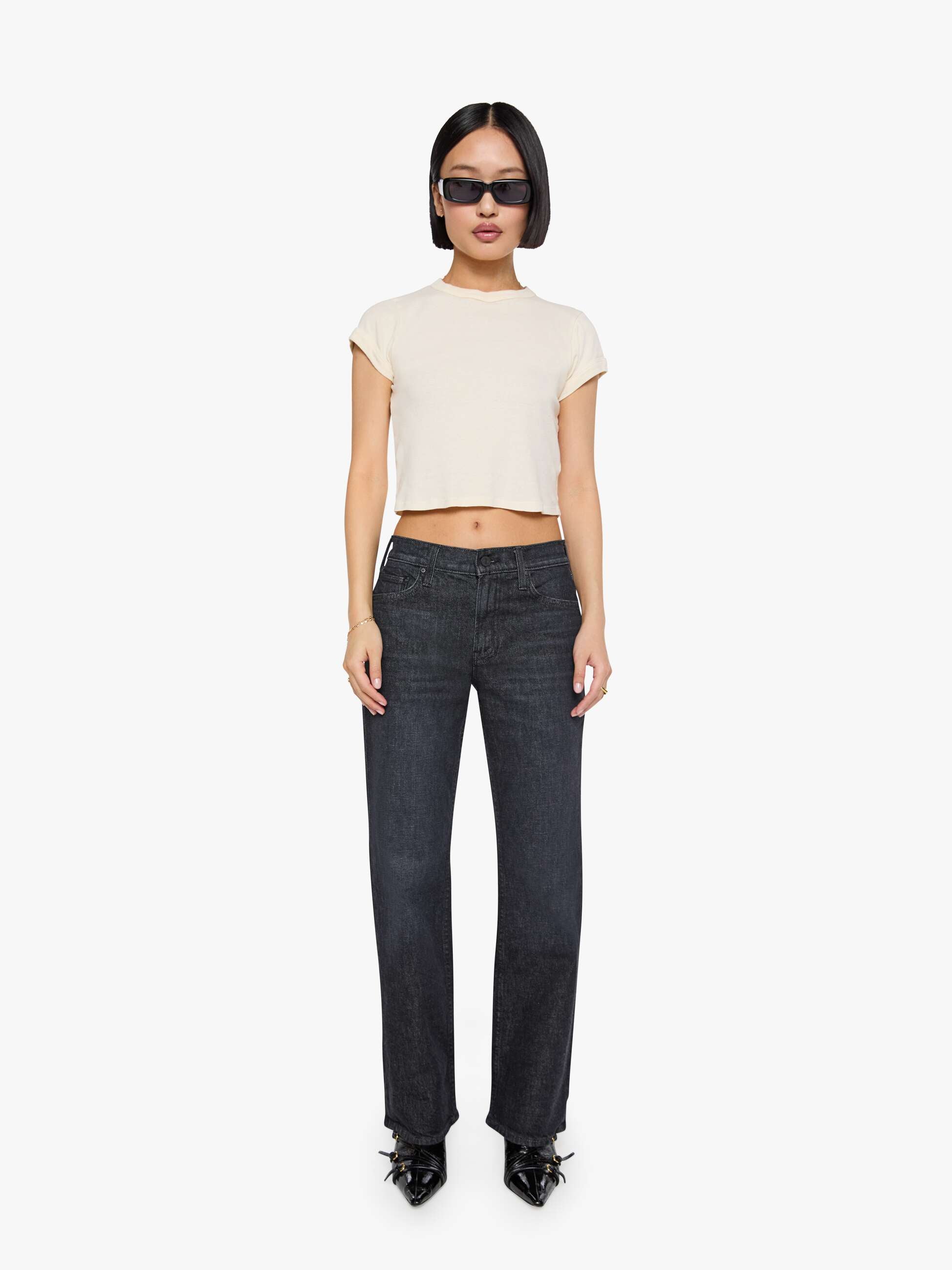 Mother Petites The Lil Reifler Jeans Starry Eyed Schwarz