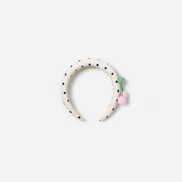 Self Portrait Cherry Headband Satin Creme Kirschen One Size