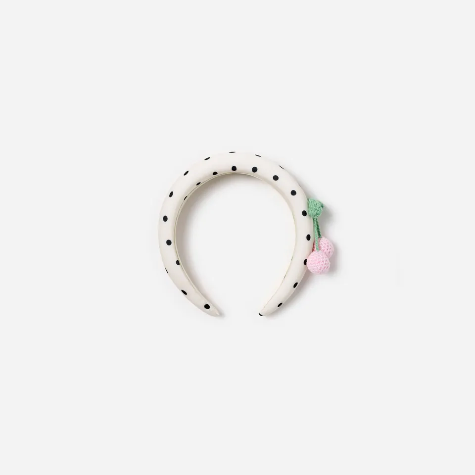 Self Portrait Cherry Headband Satin Creme Kirschen One Size