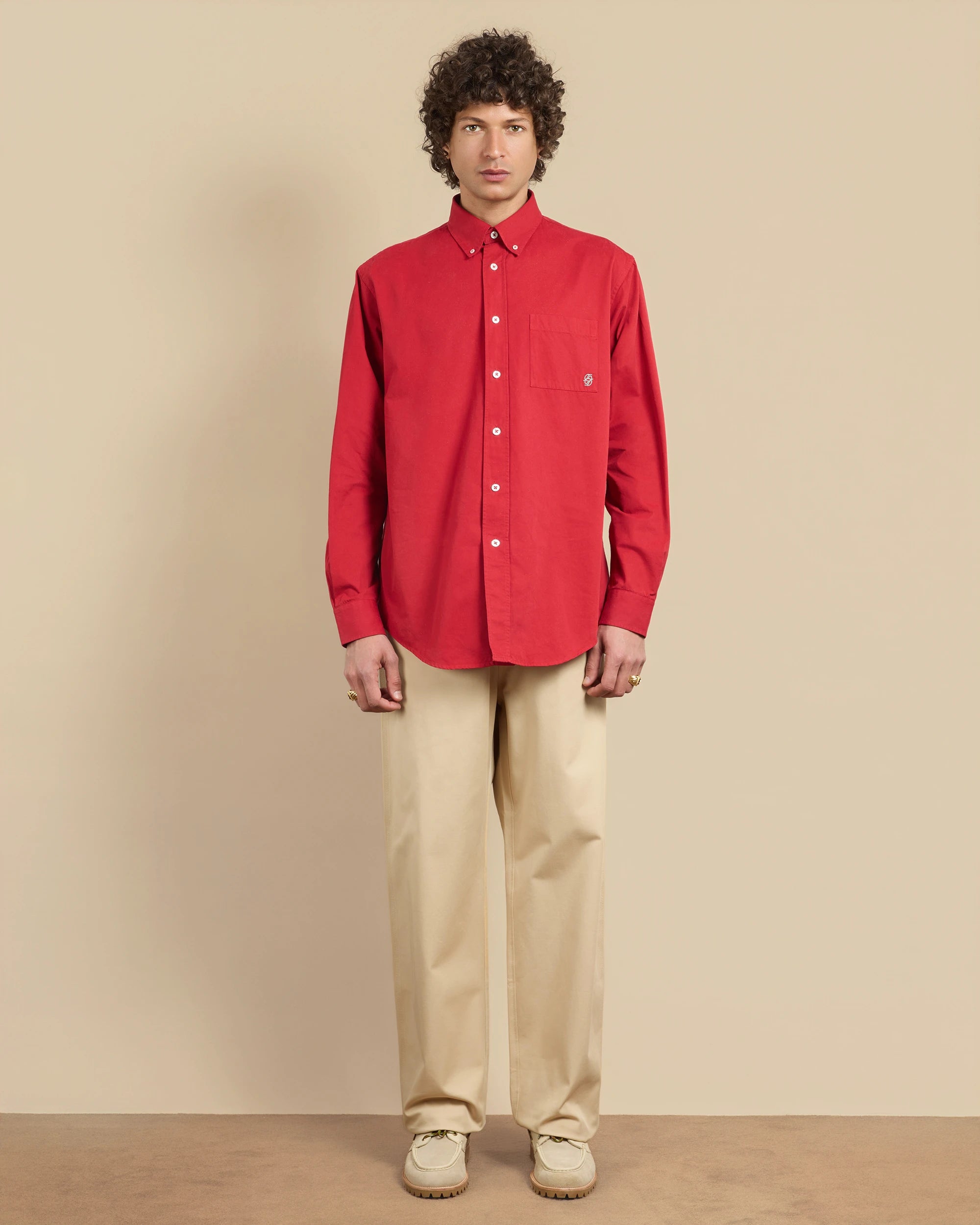 Drôle De Monsieur Shirts I-SH240 Hemd Rot Baumwolle