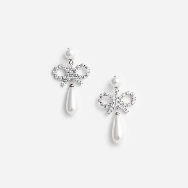 Self Portrait Pearl Bow Droplet Ohrringe Silber Perle One Size