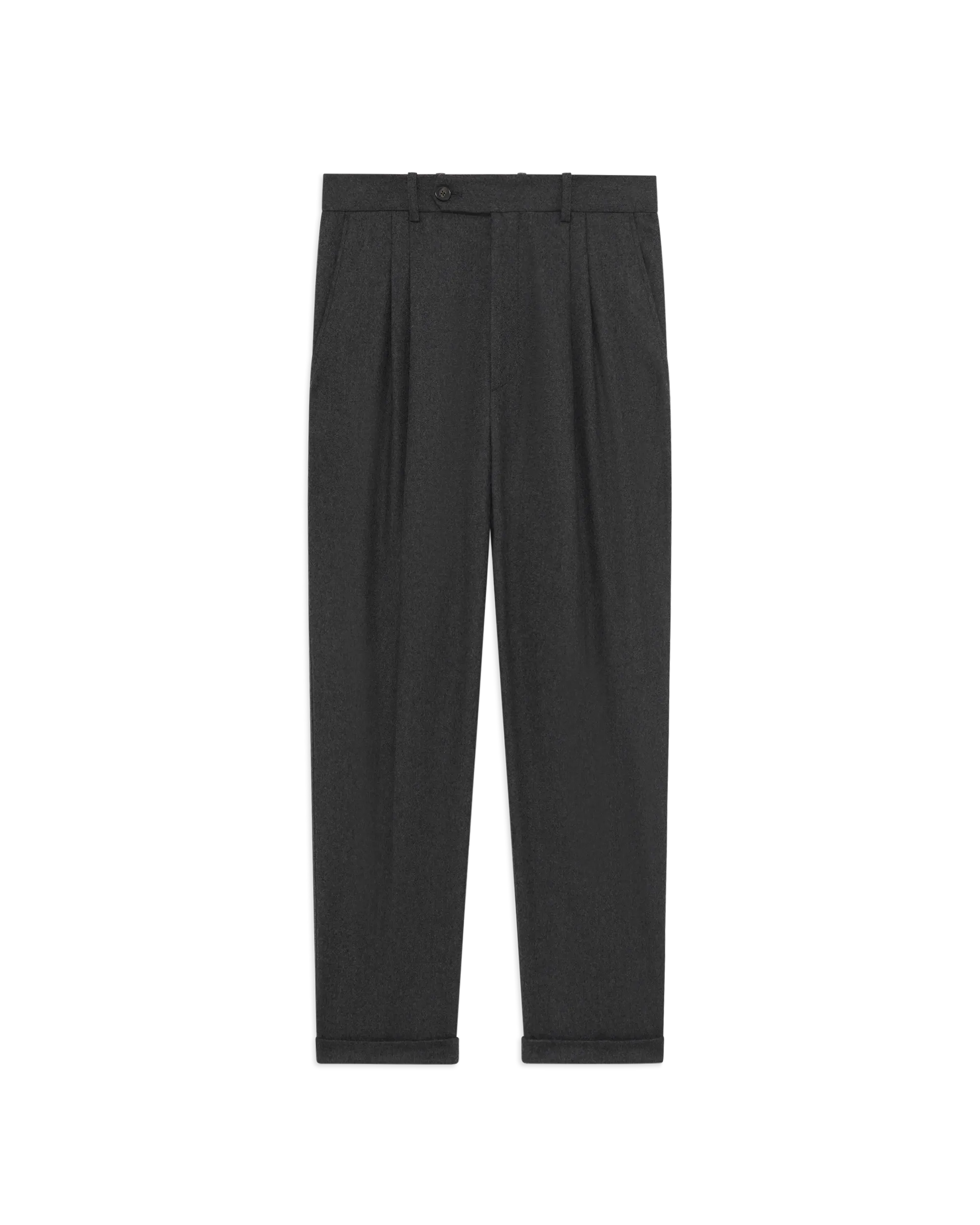 Drôle De Monsieur Plis Hose Grau Wolle Cropped Bügelfalte