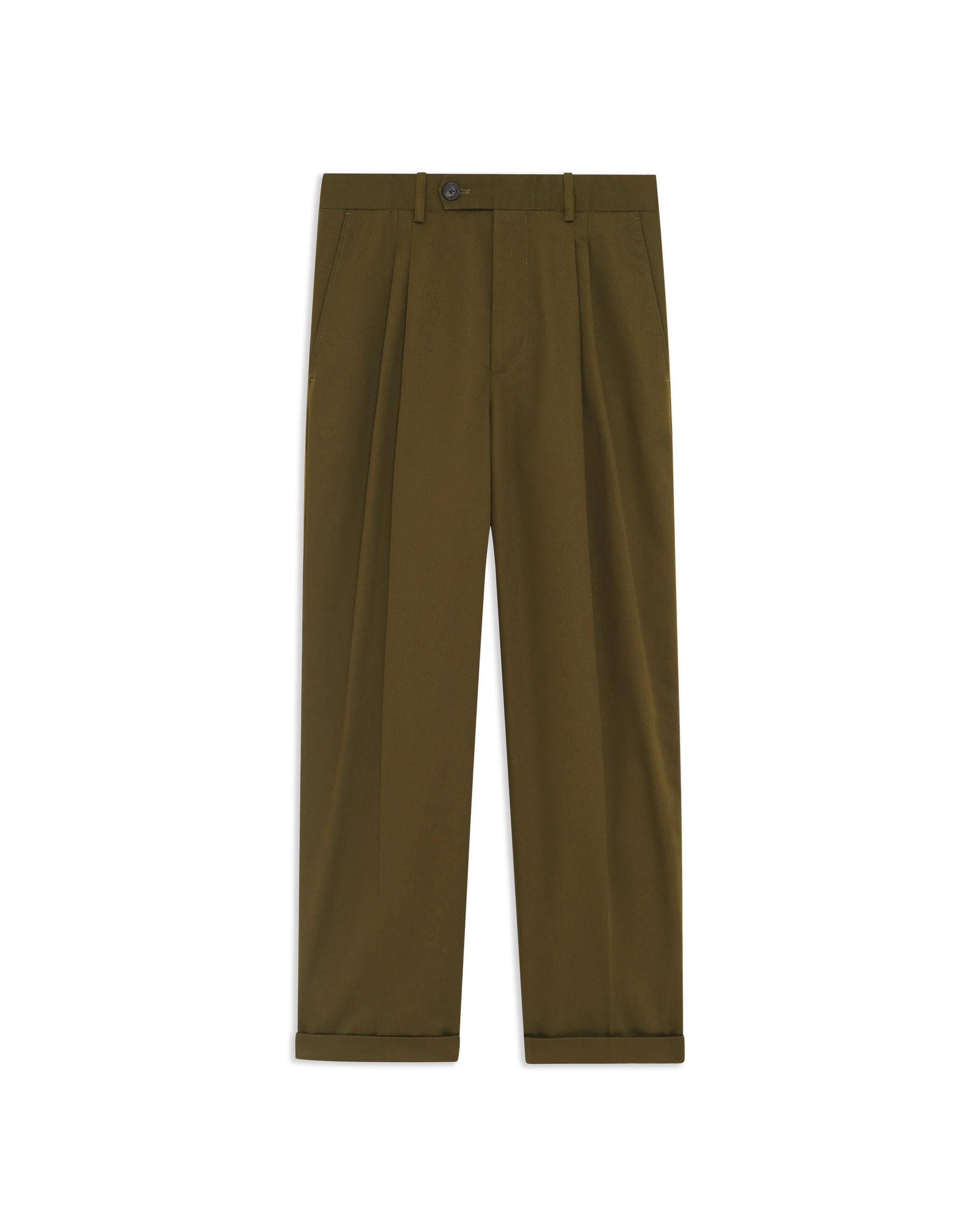 Drôle De Monsieur Twill Cropped Pleated Pants Hose Khaki