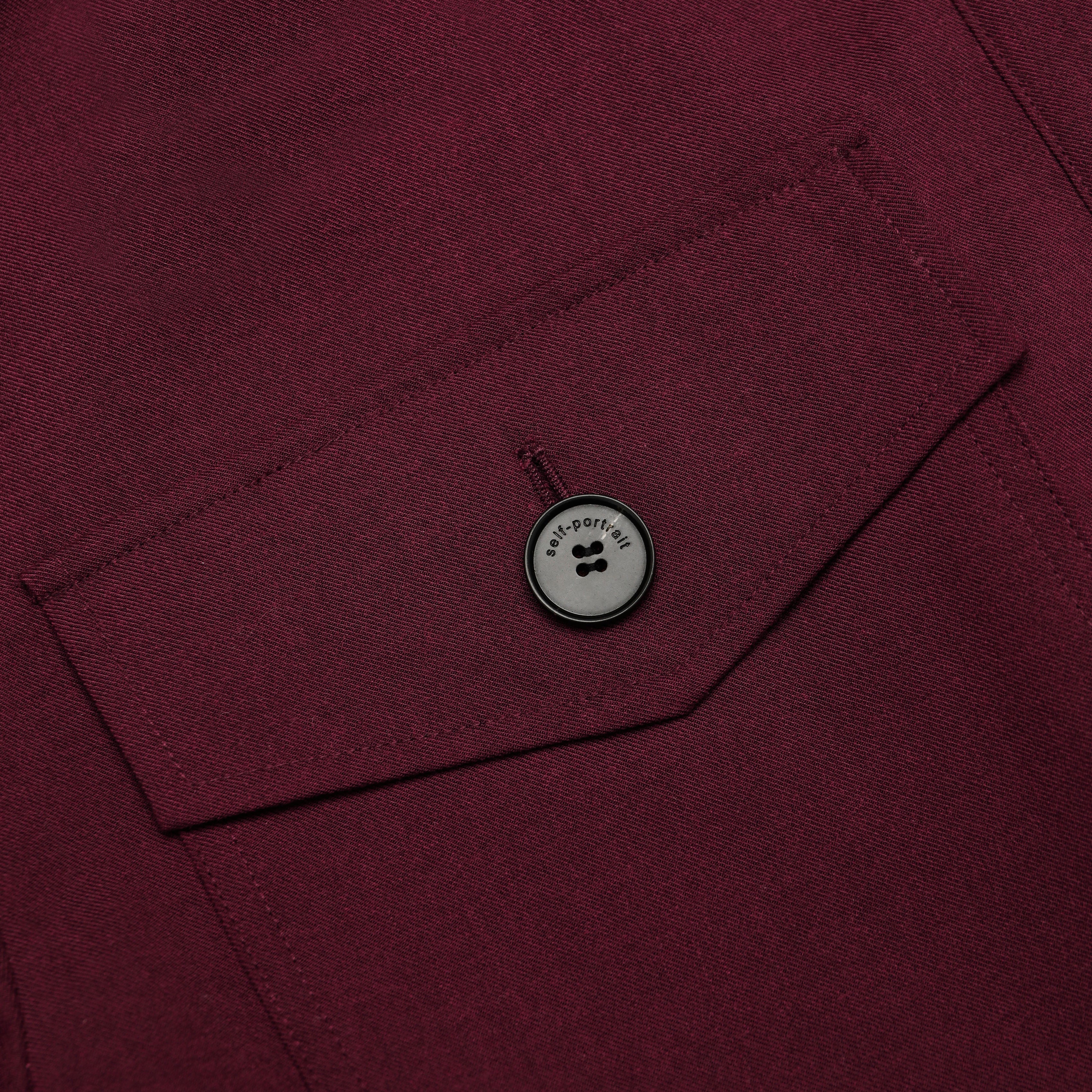 Self Portrait Plum Twill Tie Neck Playsuit Jumpsuit Burgundy