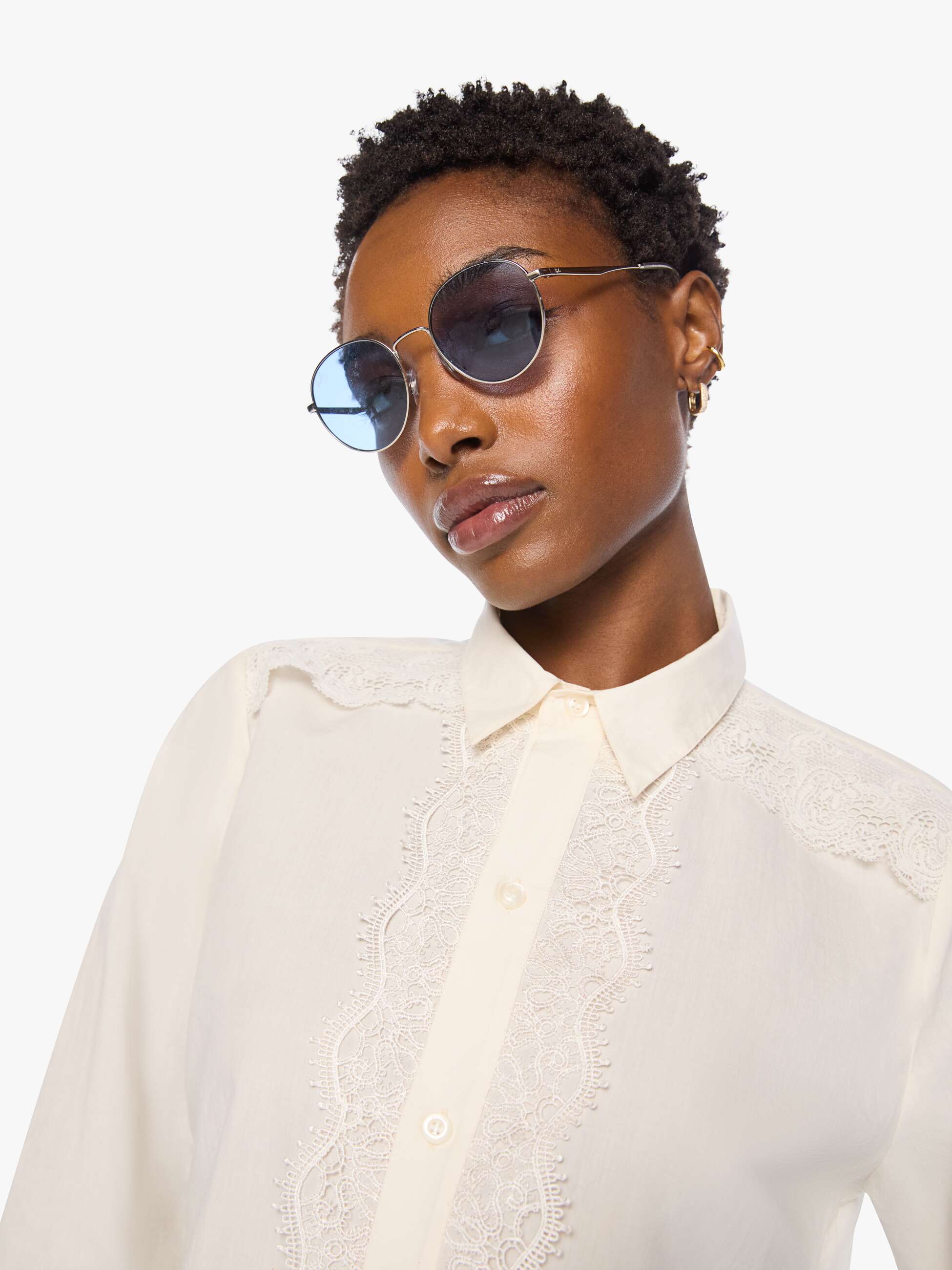 Mother The Headup Honey Bluse Antique White cropped