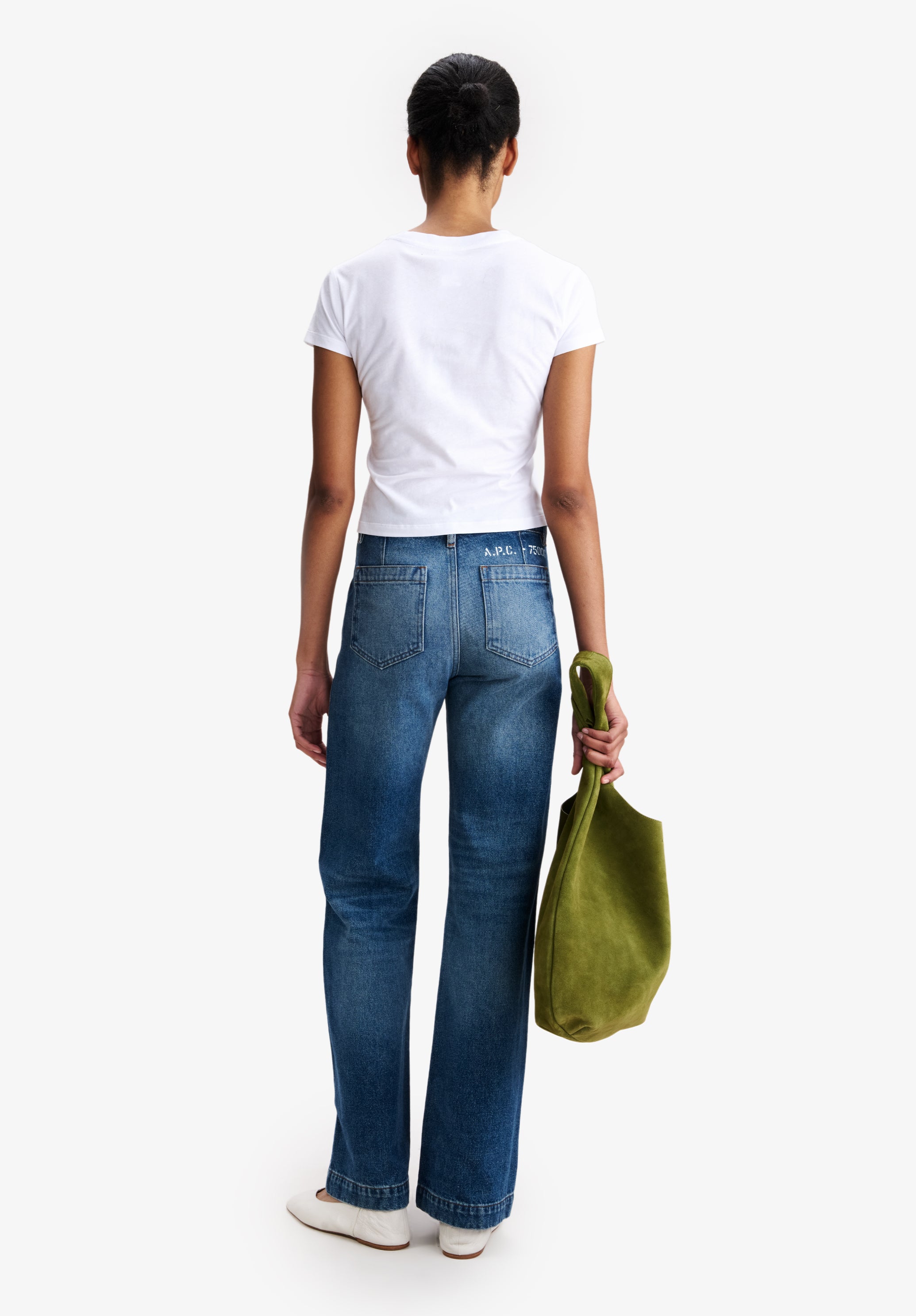 A.P.C. Camping T-Shirt Bio-Baumwolle Weiß Vintage M