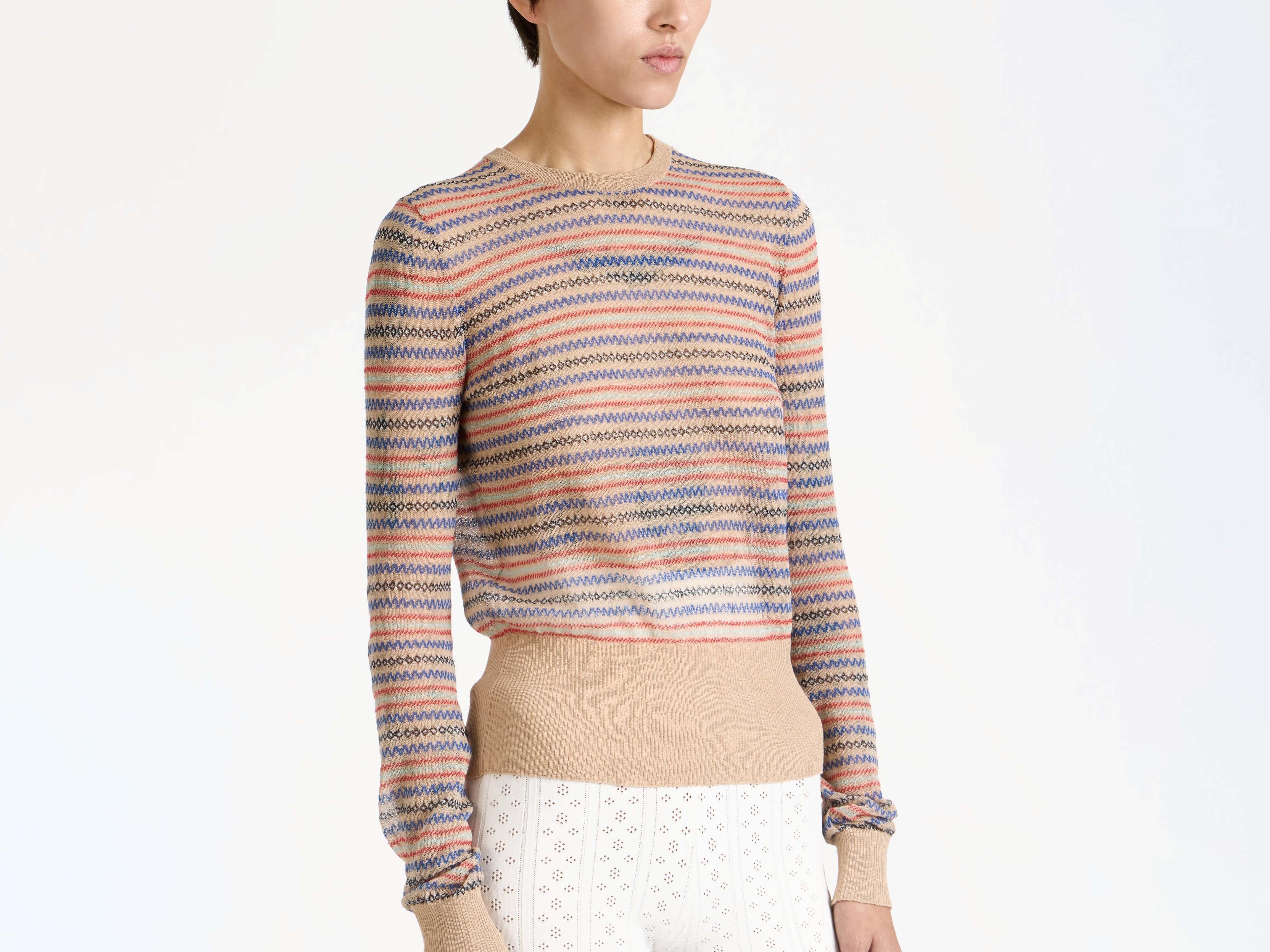 J.W. Anderson Fairisle Stricktop Burgundy Langarm