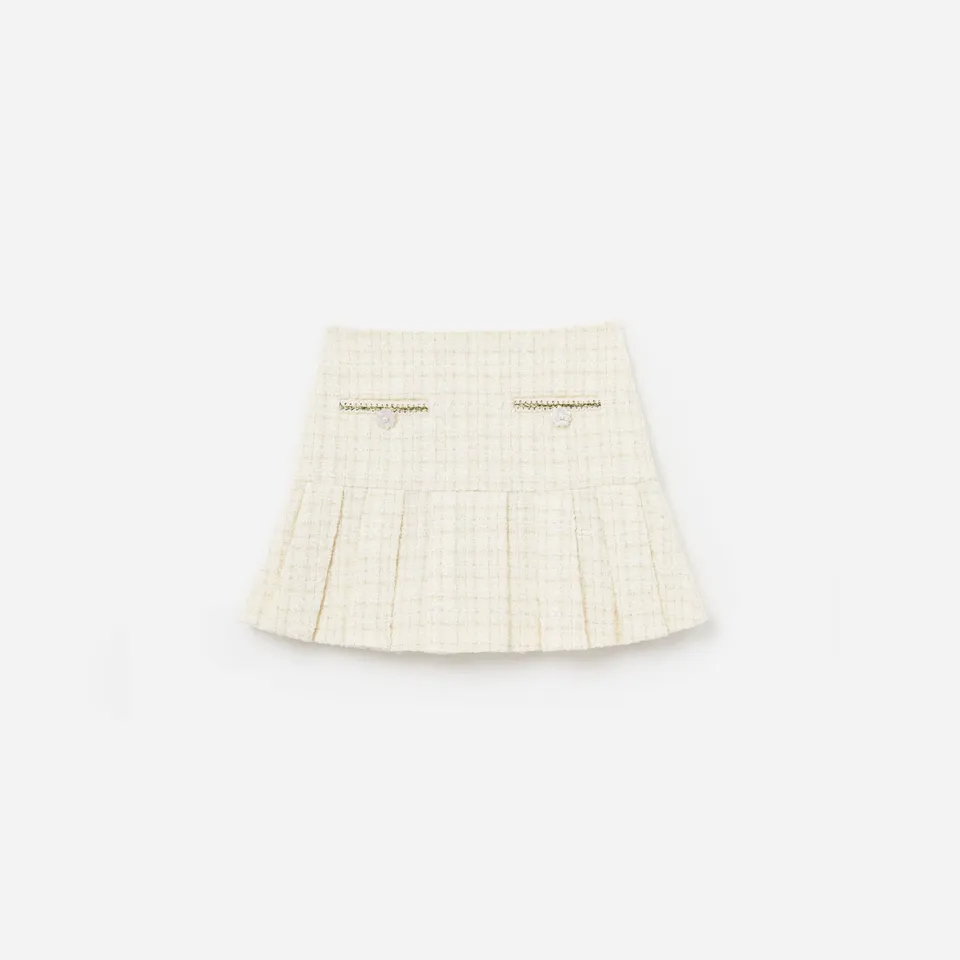 Self Portrait Cream Boucle Pleated Skirt Mädchen Creme