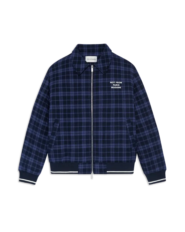 Drôle De Monsieur Check Flannel Jacke Navy Wolle