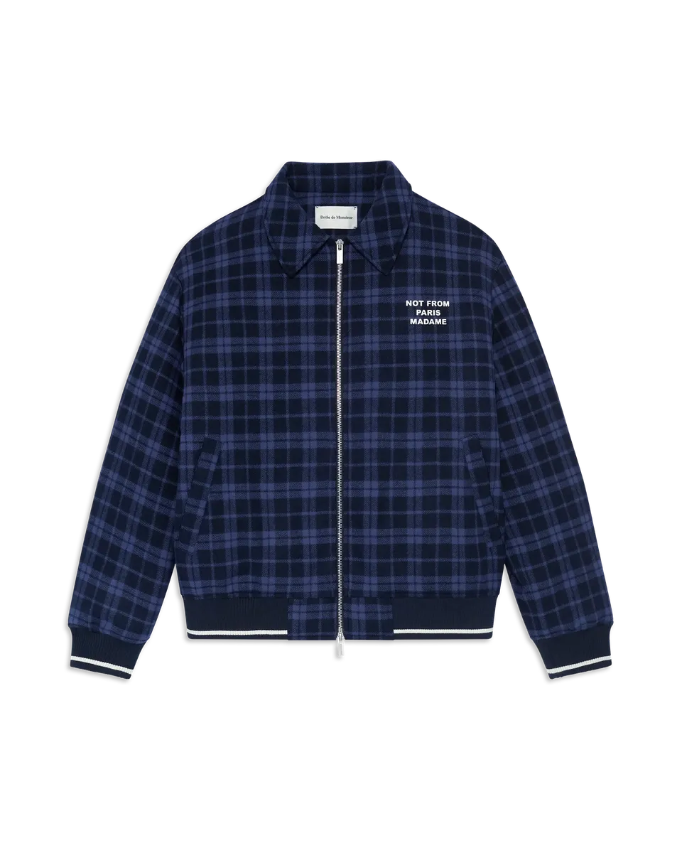 Drôle De Monsieur Check Flannel Jacke Navy Wolle
