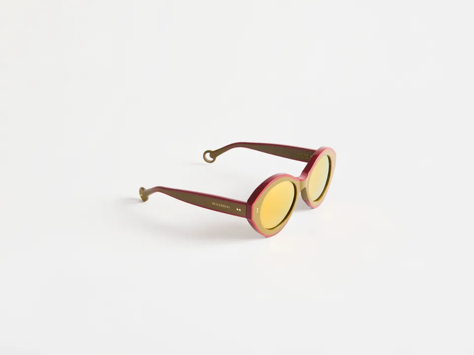 J.W.Anderson JWA07 Bumper Sonnenbrille khaki bordeaux Acetat