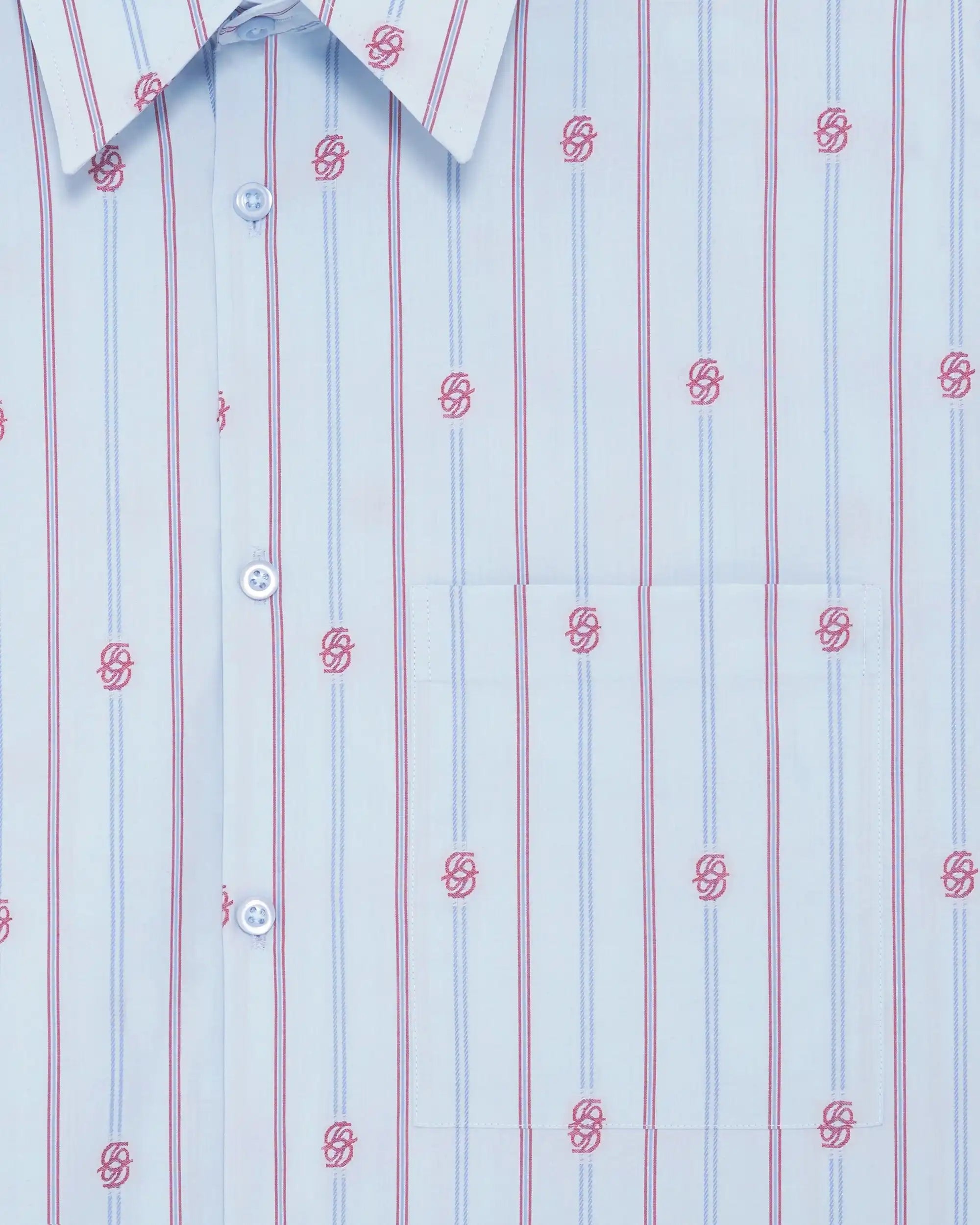 Drôle De Monsieur Striped Monogram Hemd Blau Baumwolle