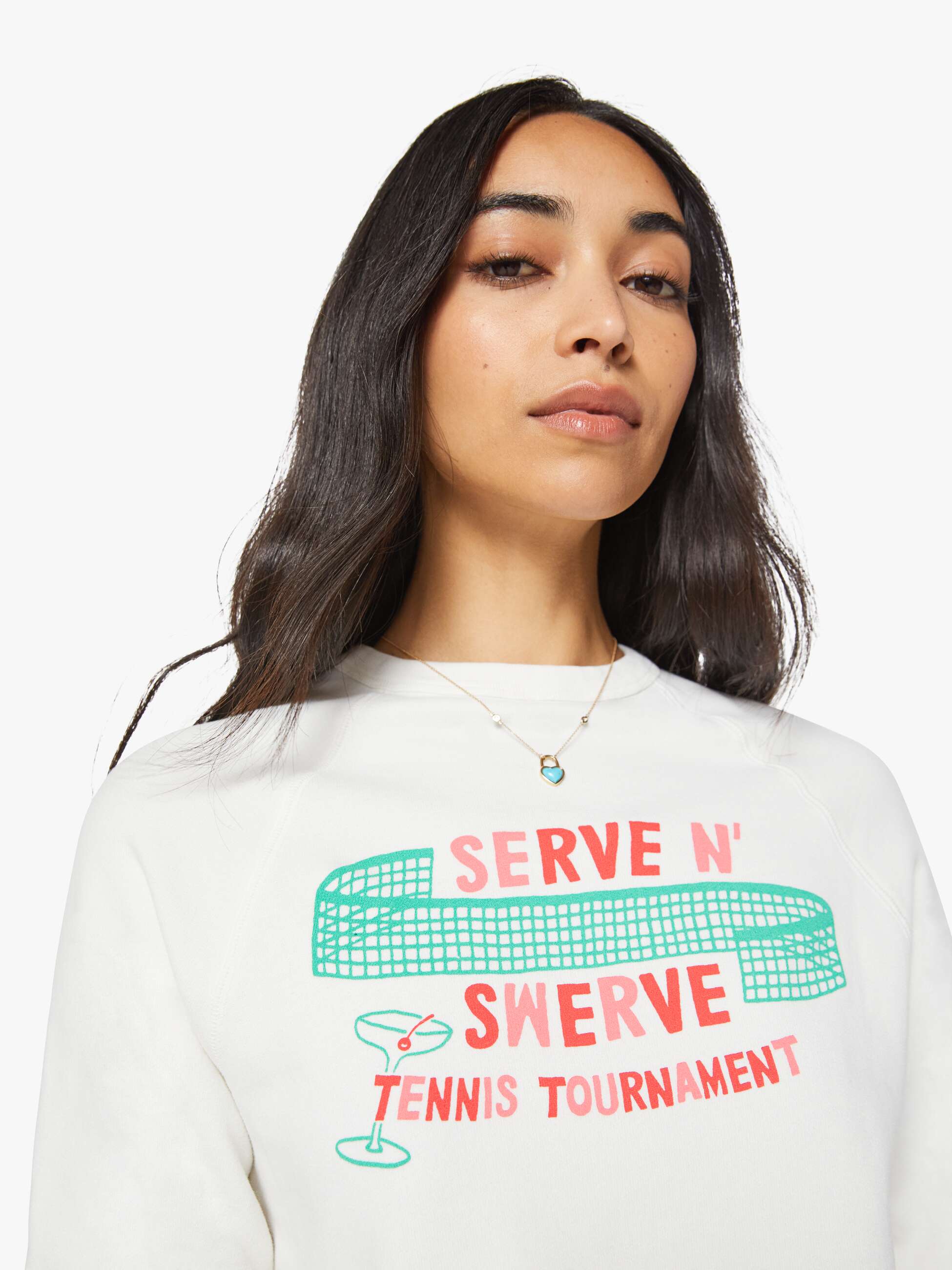 Mother The Itty Concert Sweatshirt Serve N Swerve Weiß Tennis