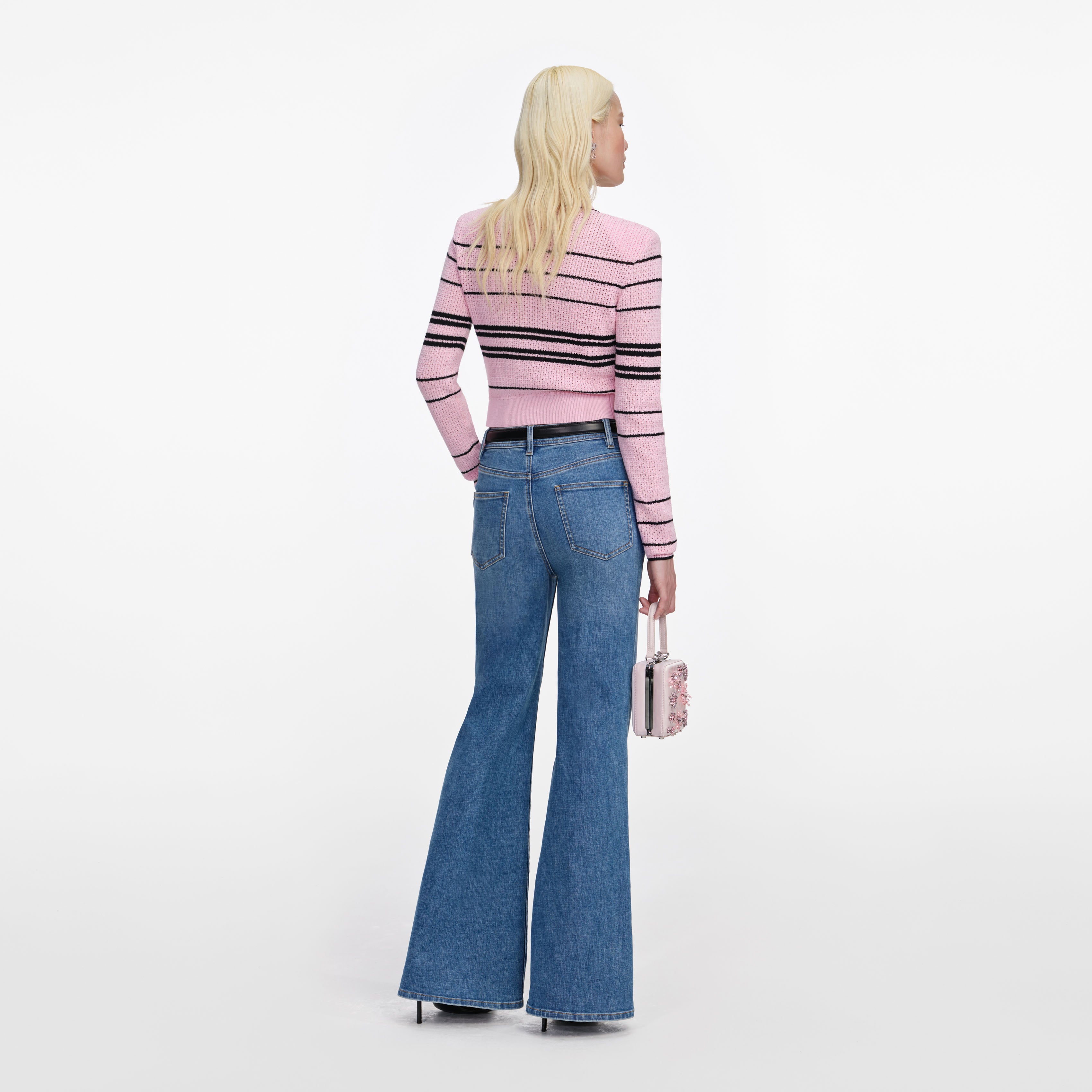 Self Portrait Pink Stripe Strickjacke Rosa XS-S-M-L