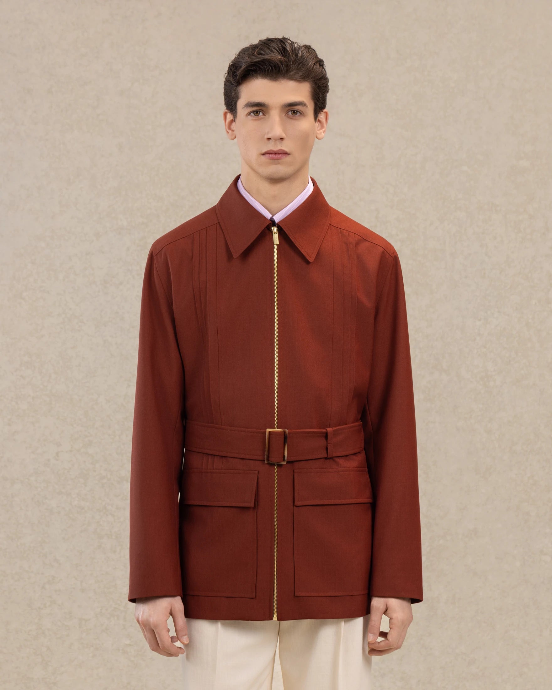 Drôle De Monsieur Veste Saharienne Safarijacke Wolle Ziegelrot M