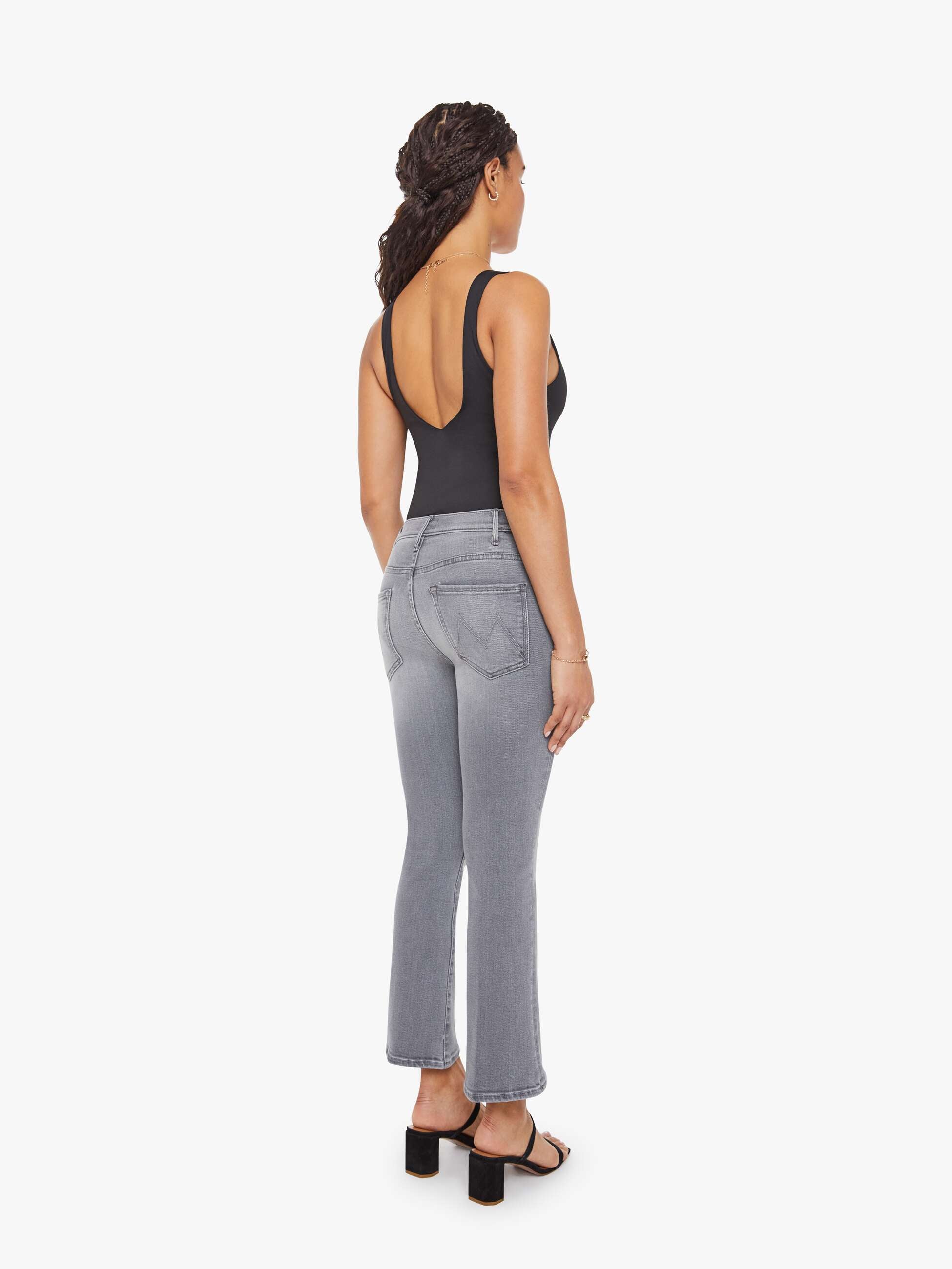 Mother Lil Hustler Ankle Petite Jeans Escape Goat Grau