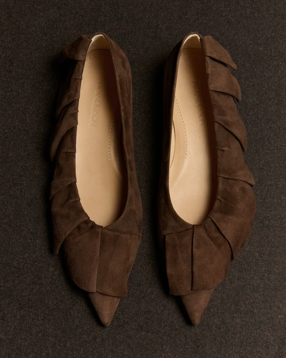 J.W.Anderson Ruffle Ballerina Braun Wildleder