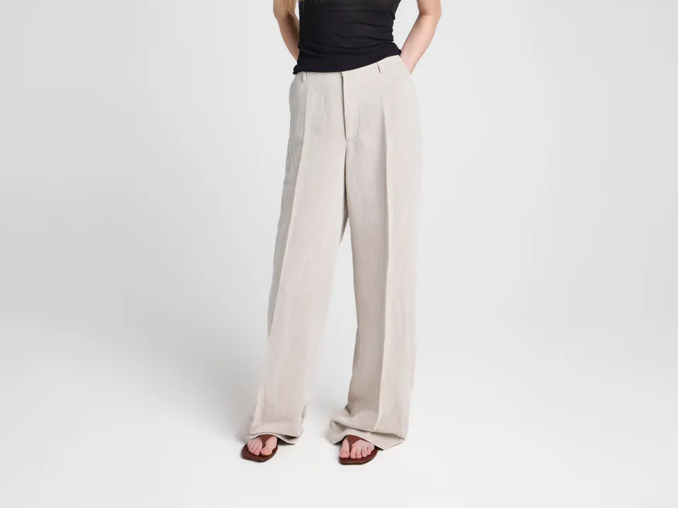 J.W.Anderson Tailored Hose Natur Leinenmix Damen Hornknöpfe