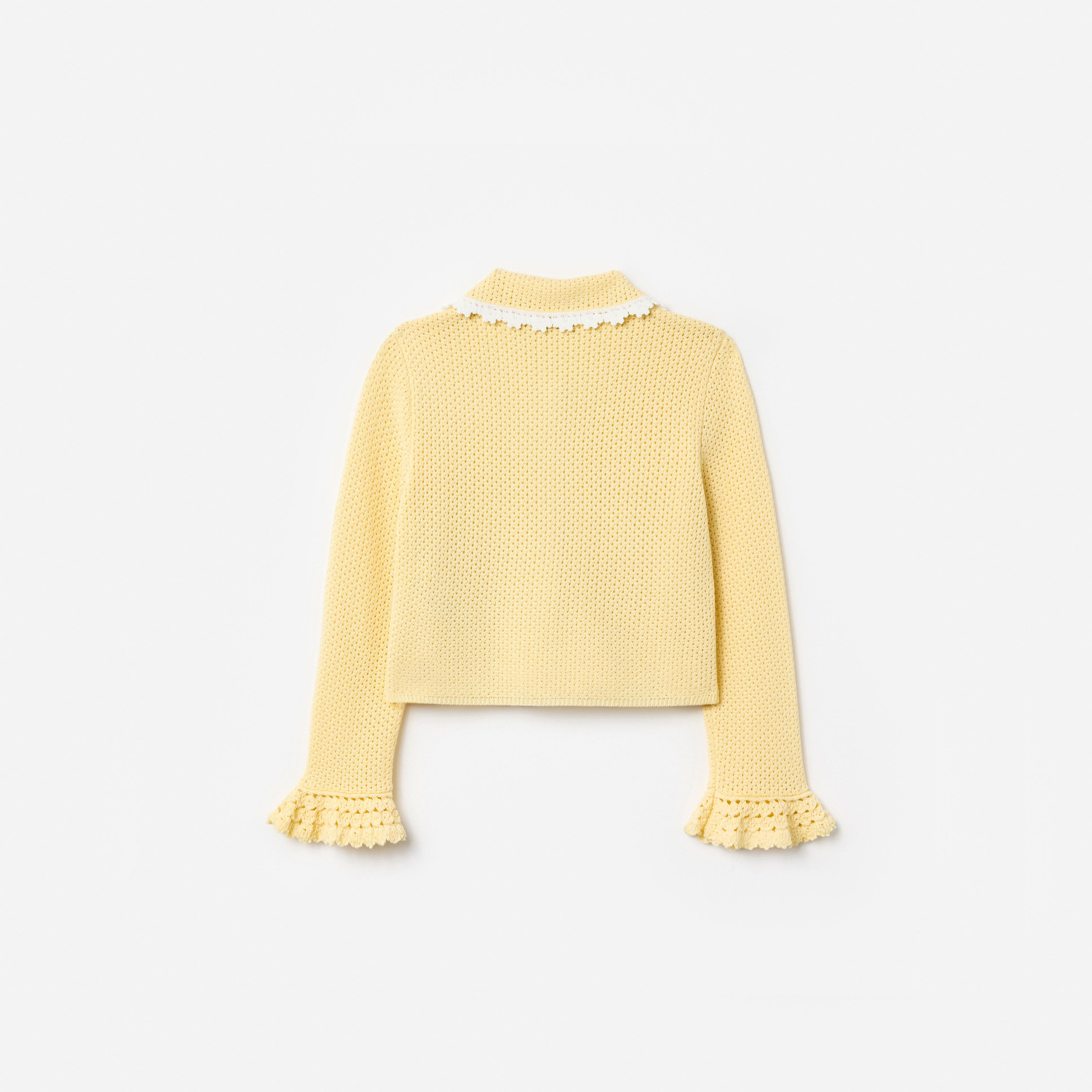 Self Portrait Knitwear Pointelle Frill Cardigan gelb Kinder