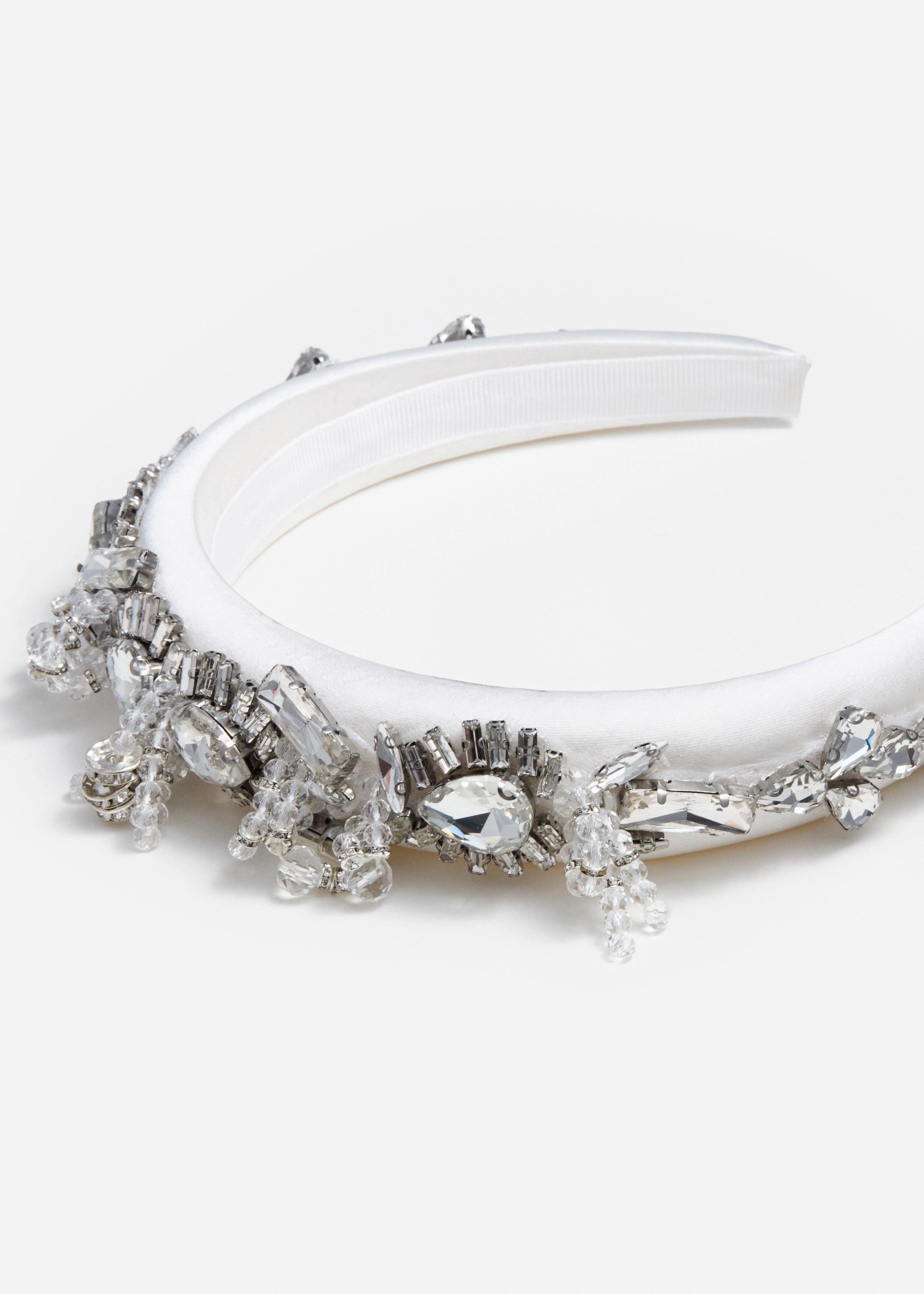 Self Portrait Embellished Satin Haarband Creme One Size