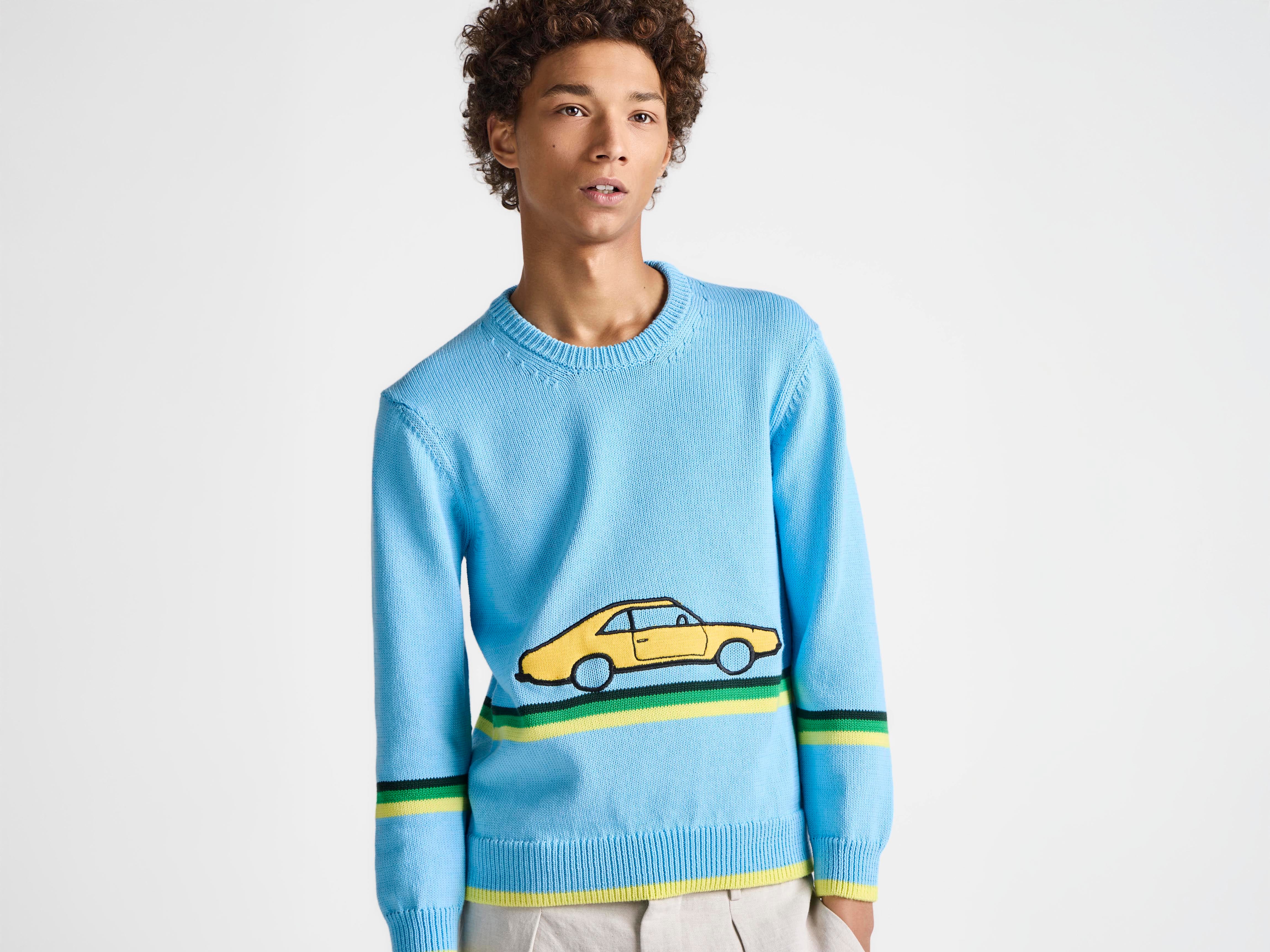 J.W.Anderson Car Jumper Pullover Hellblau Baumwolle